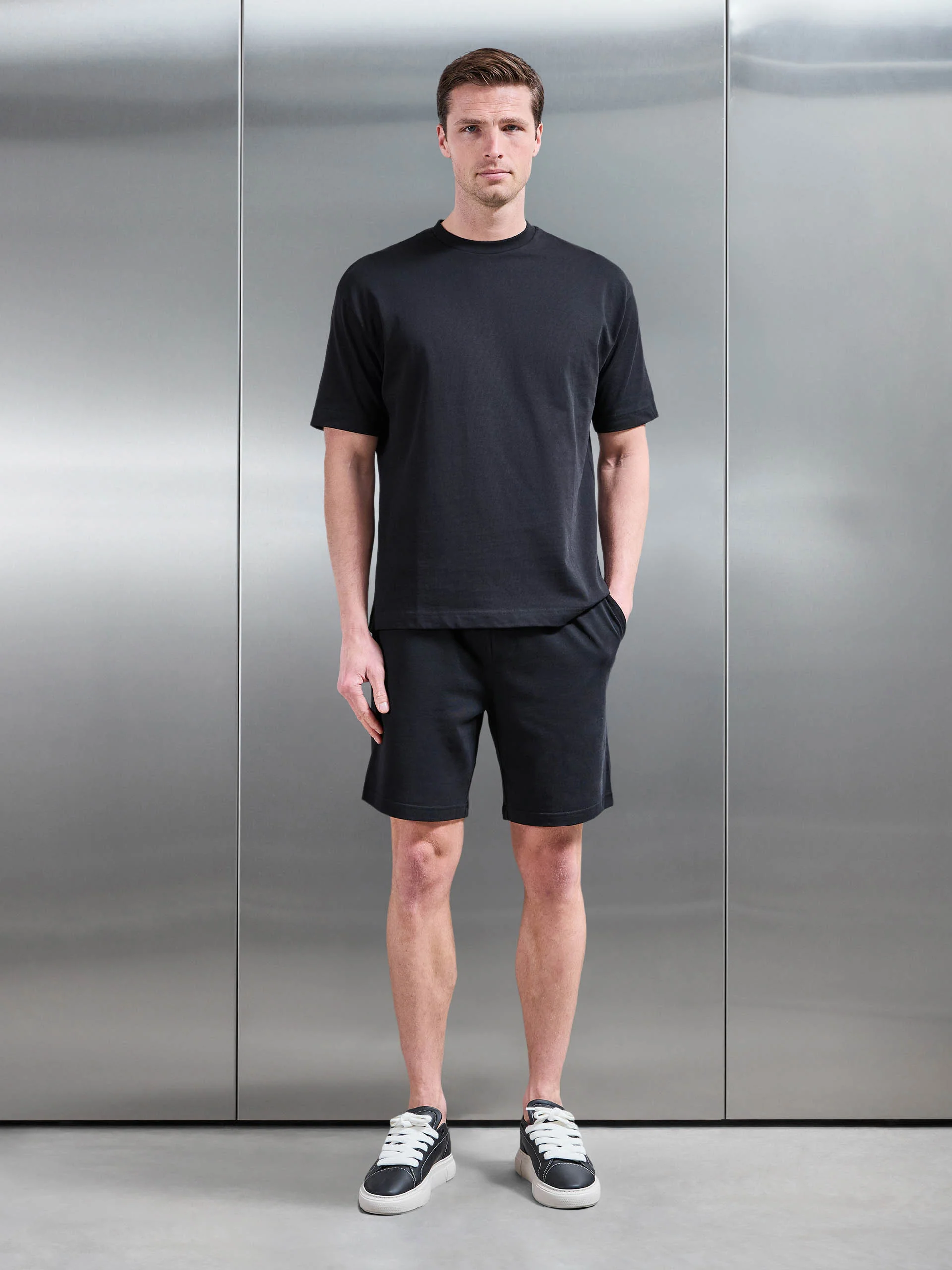 Relaxed Fit Cotton T-Shirt in Black - Image 2