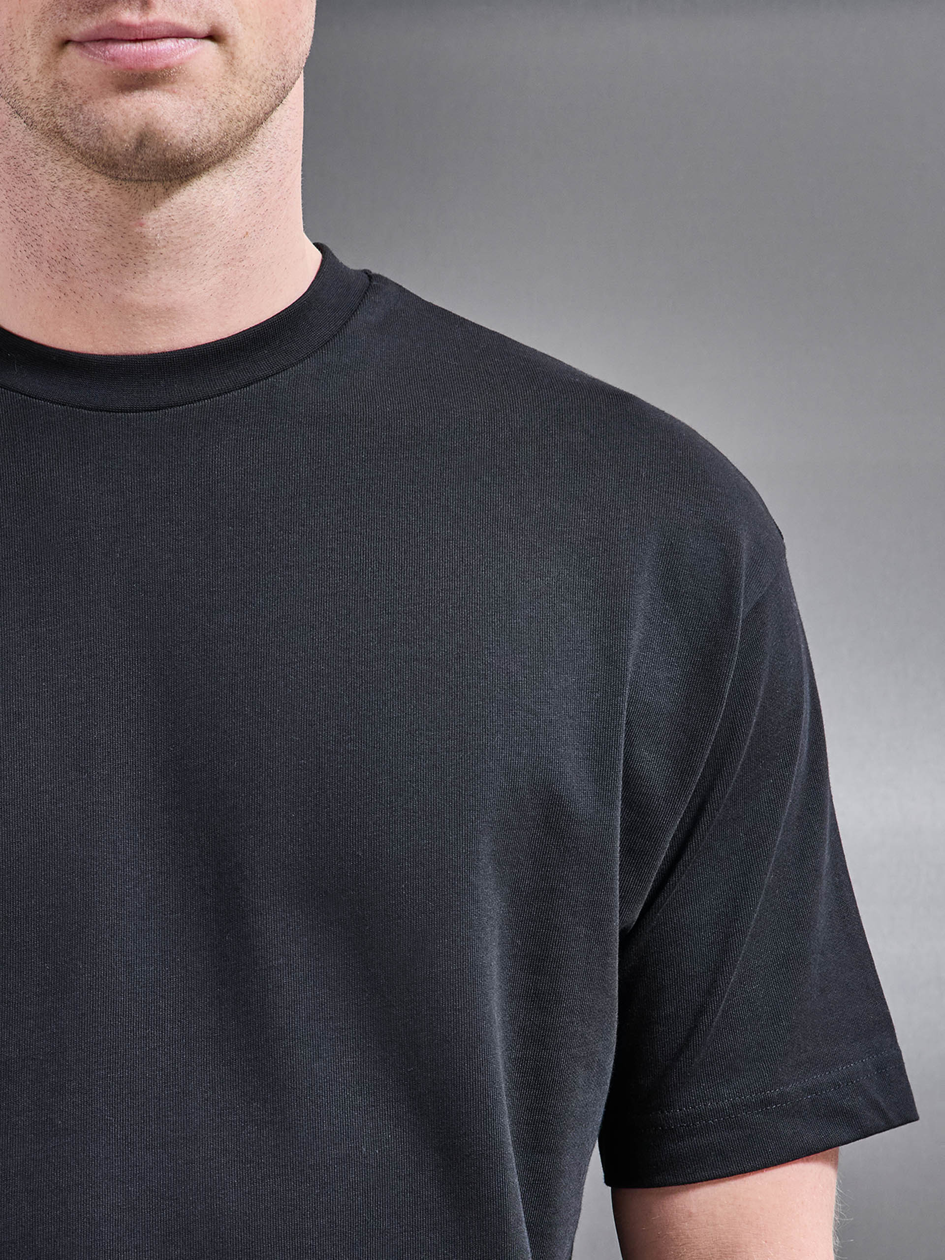 Relaxed Fit Cotton T-Shirt in Black - Image 4