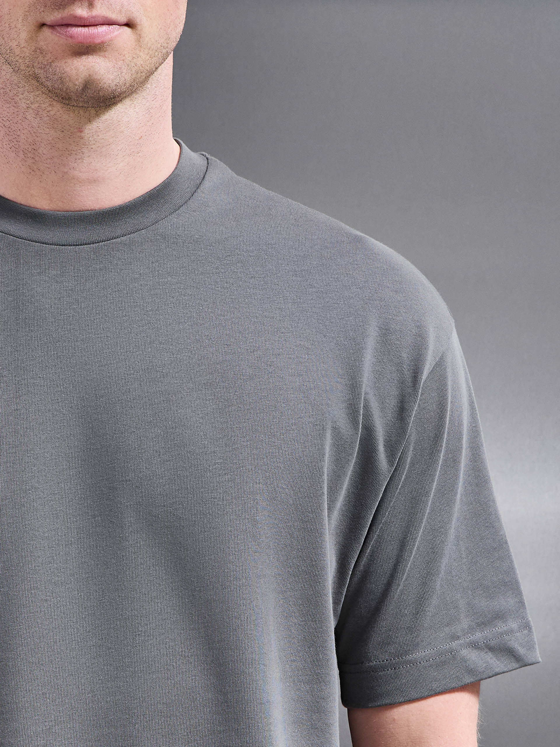 Relaxed Fit Cotton T-Shirt in Grey - Image 4