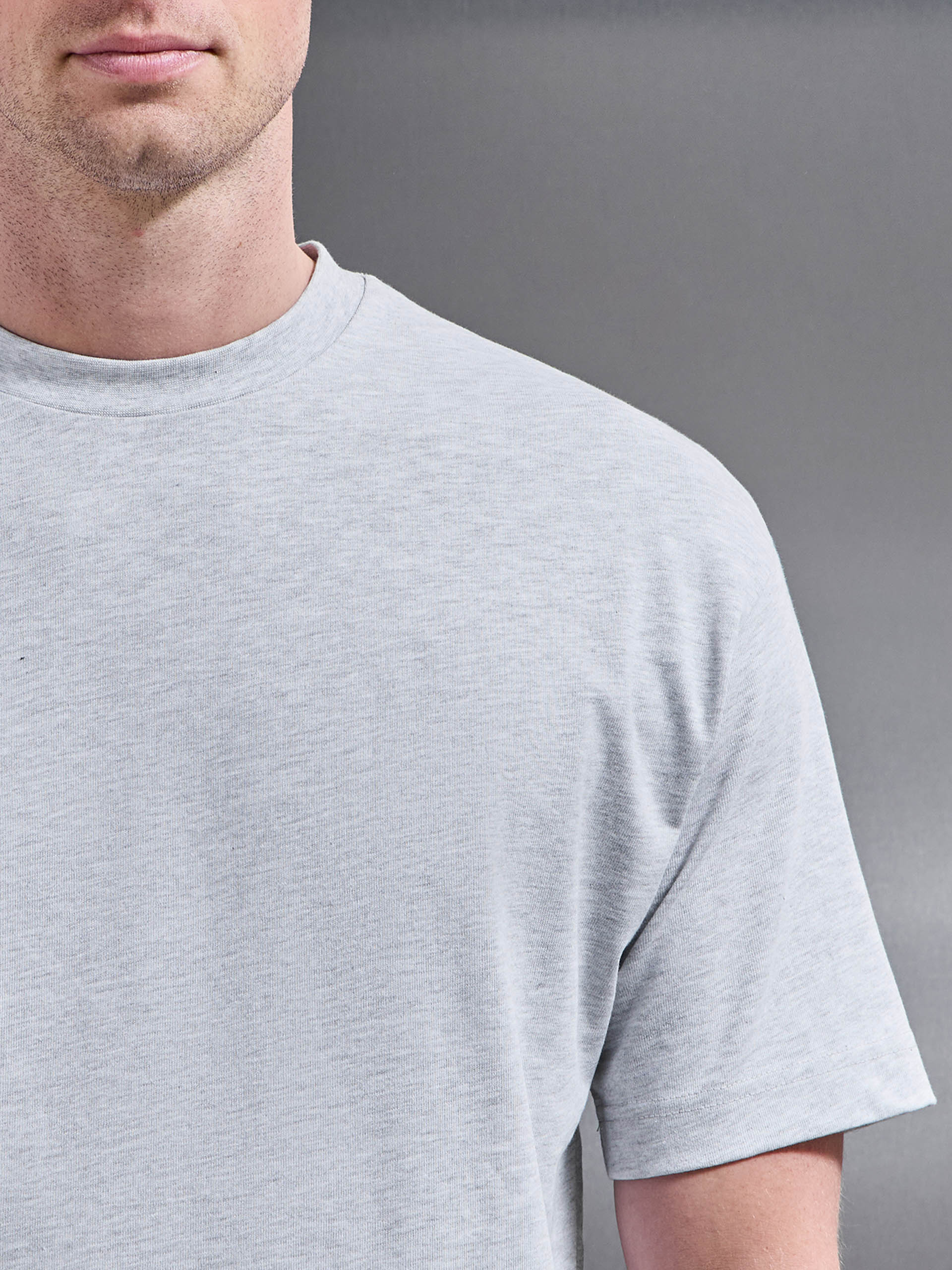 Relaxed Fit Cotton T-Shirt in Grey Marl - Image 4
