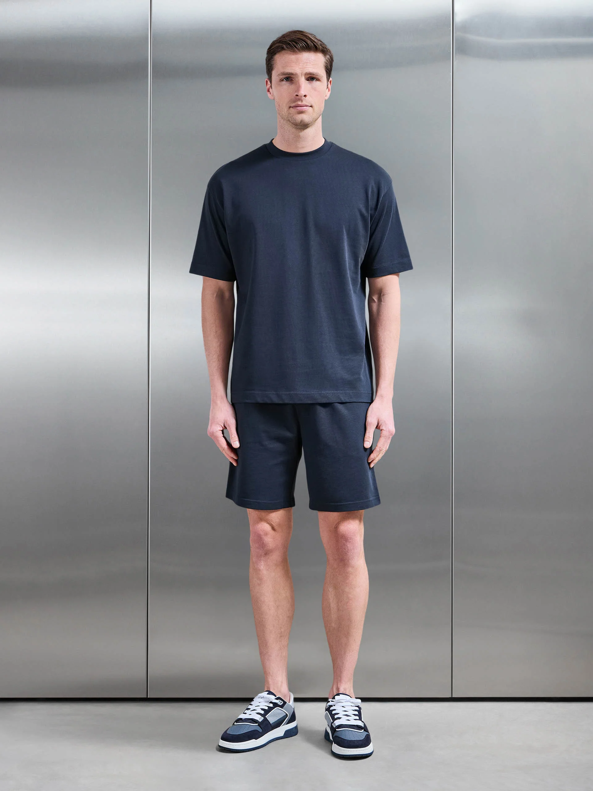 Relaxed Fit Cotton T-Shirt in Navy - Image 2