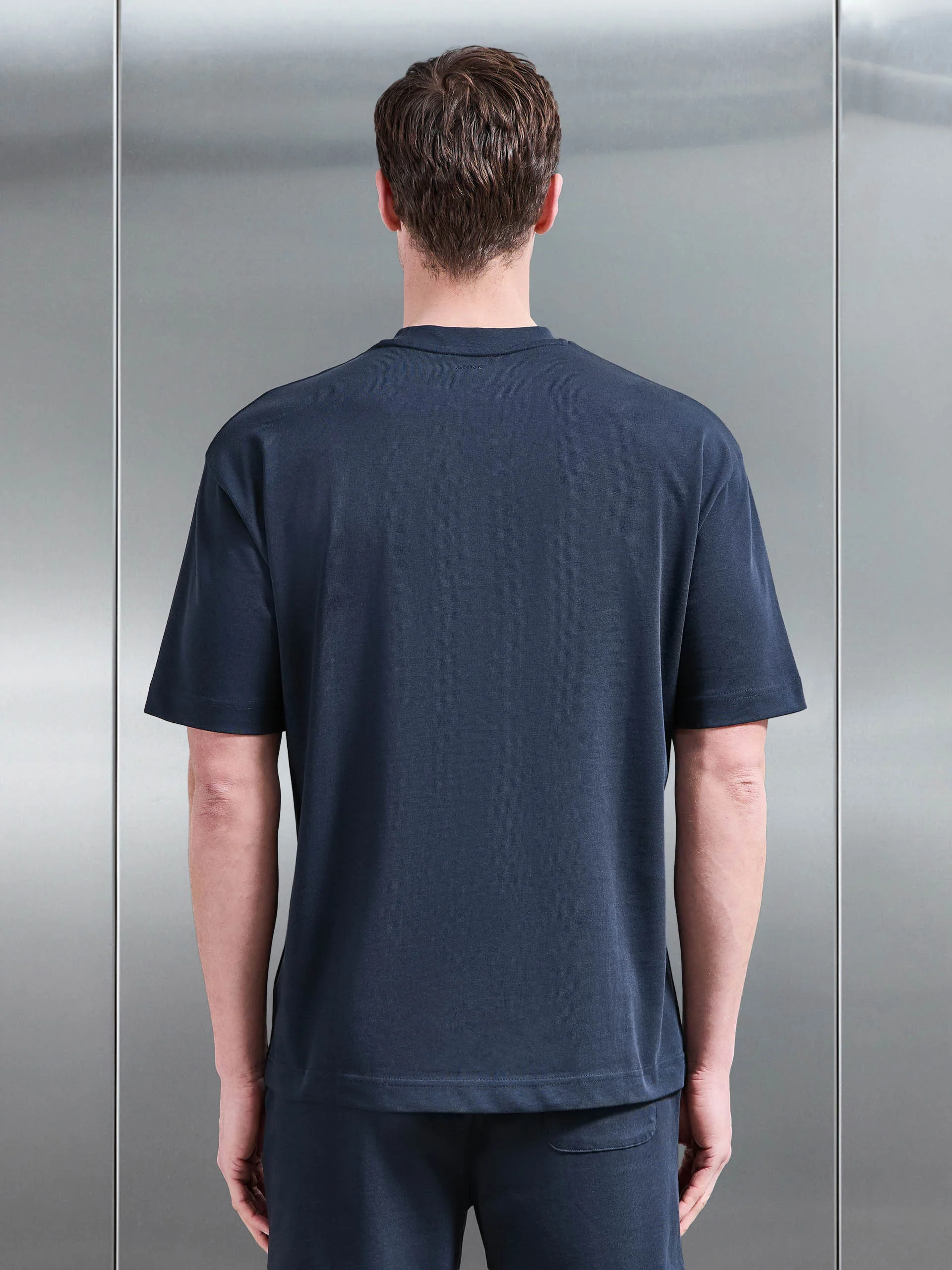 Relaxed Fit Cotton T-Shirt in Navy - Image 3
