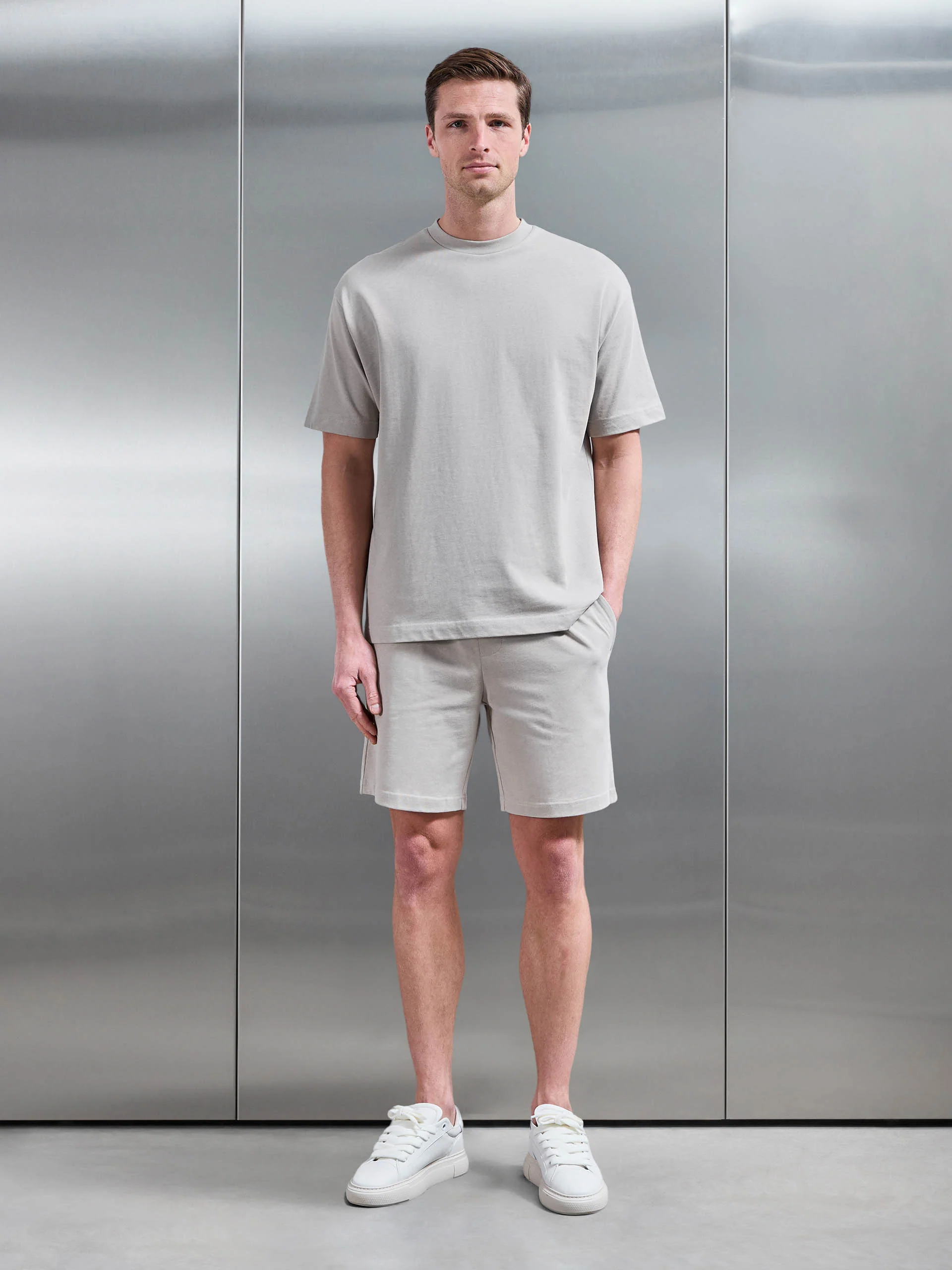 Relaxed Fit Cotton T-Shirt in Stone - Image 2