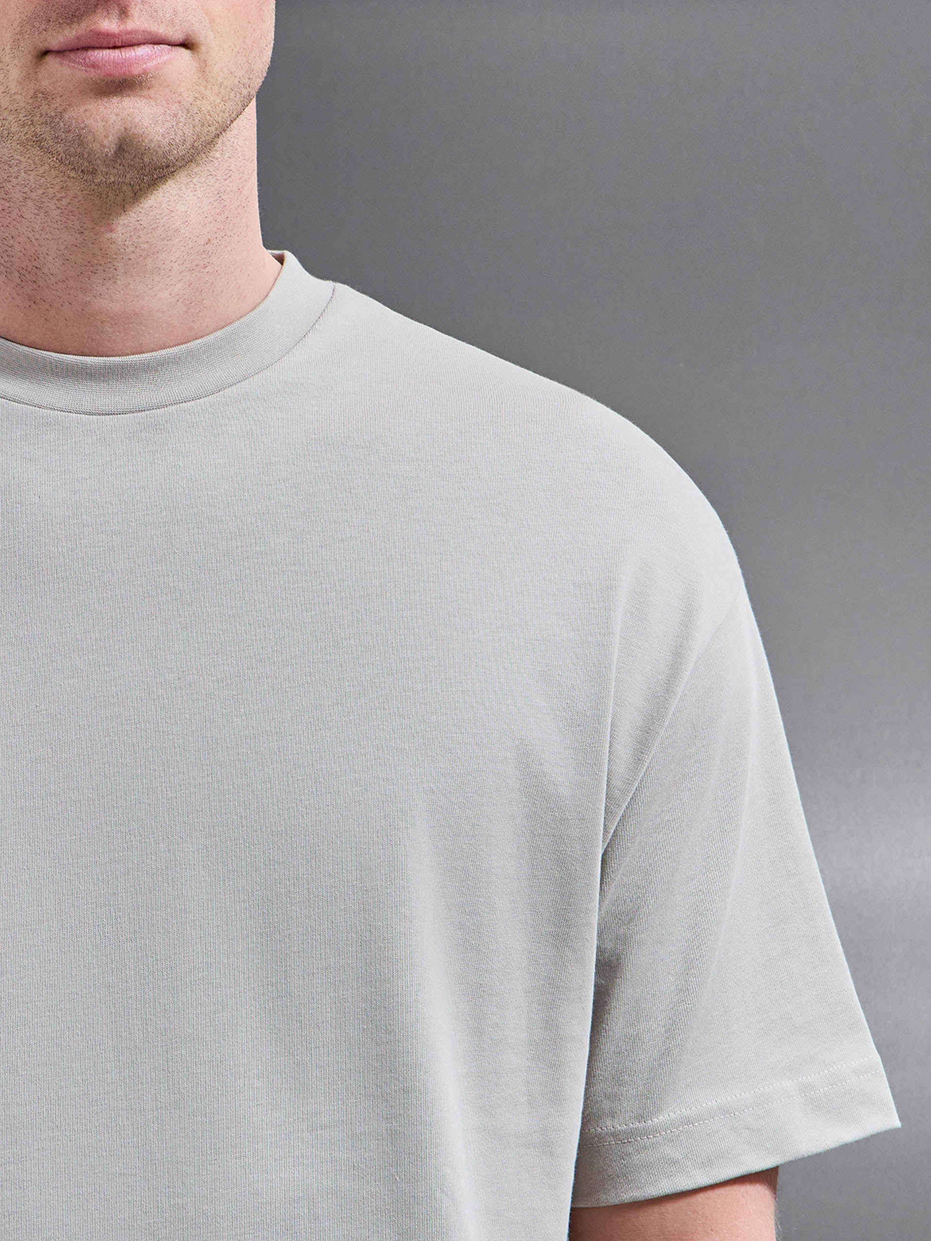 Relaxed Fit Cotton T-Shirt in Stone - Image 4