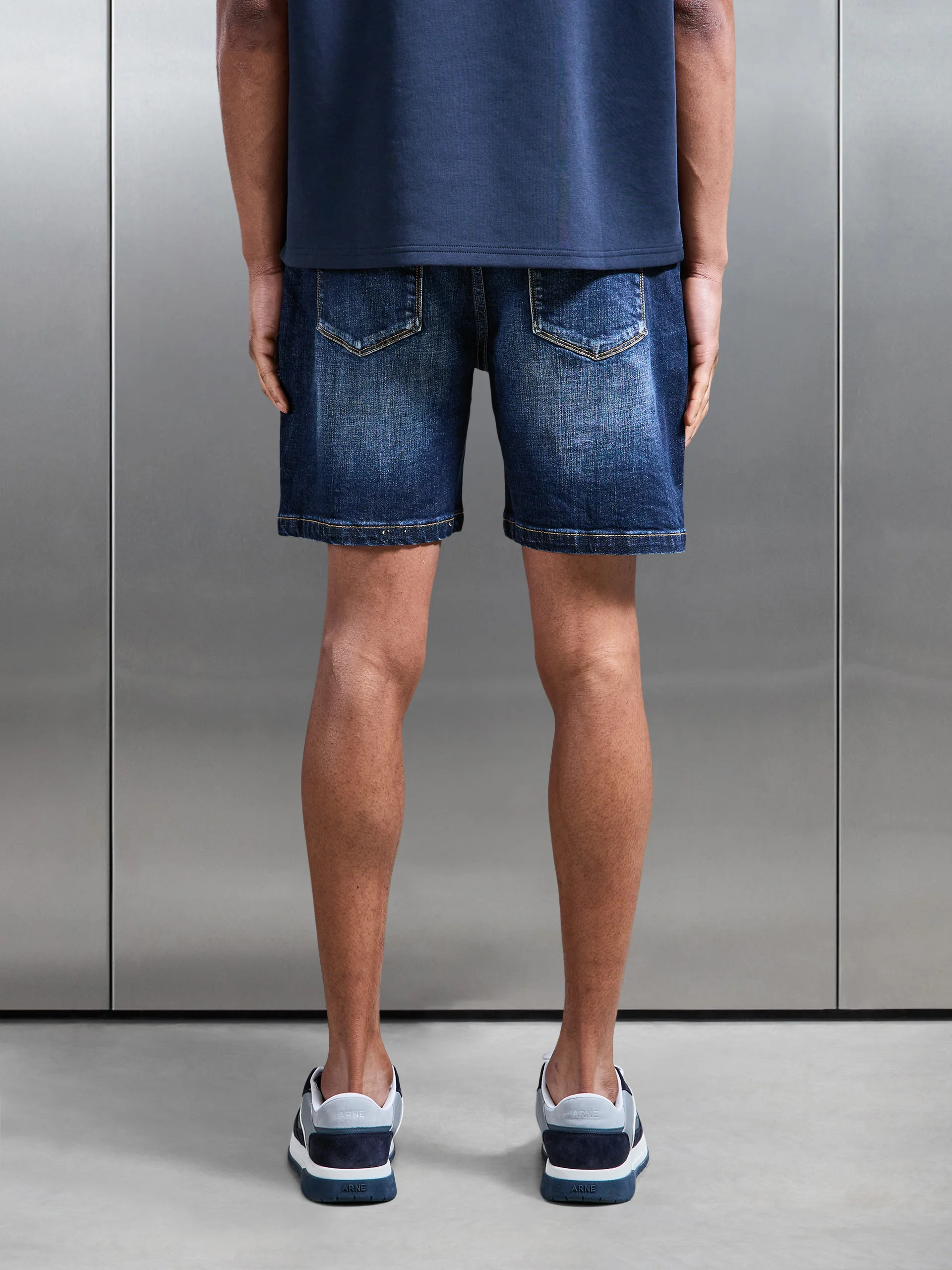 Relaxed Fit Denim Short in Dark Blue - Image 3