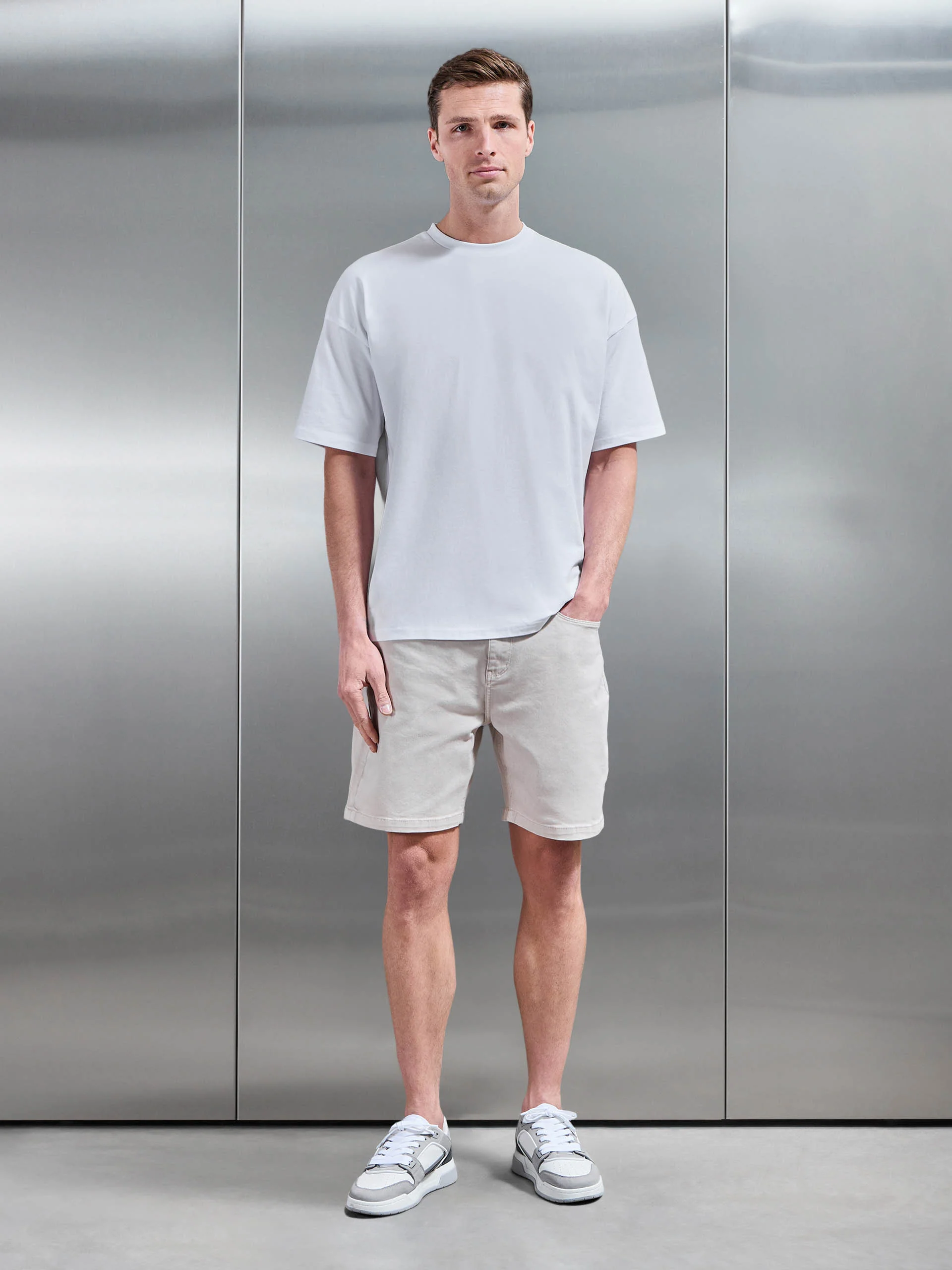 Relaxed Fit Denim Short in Stone - Image 2