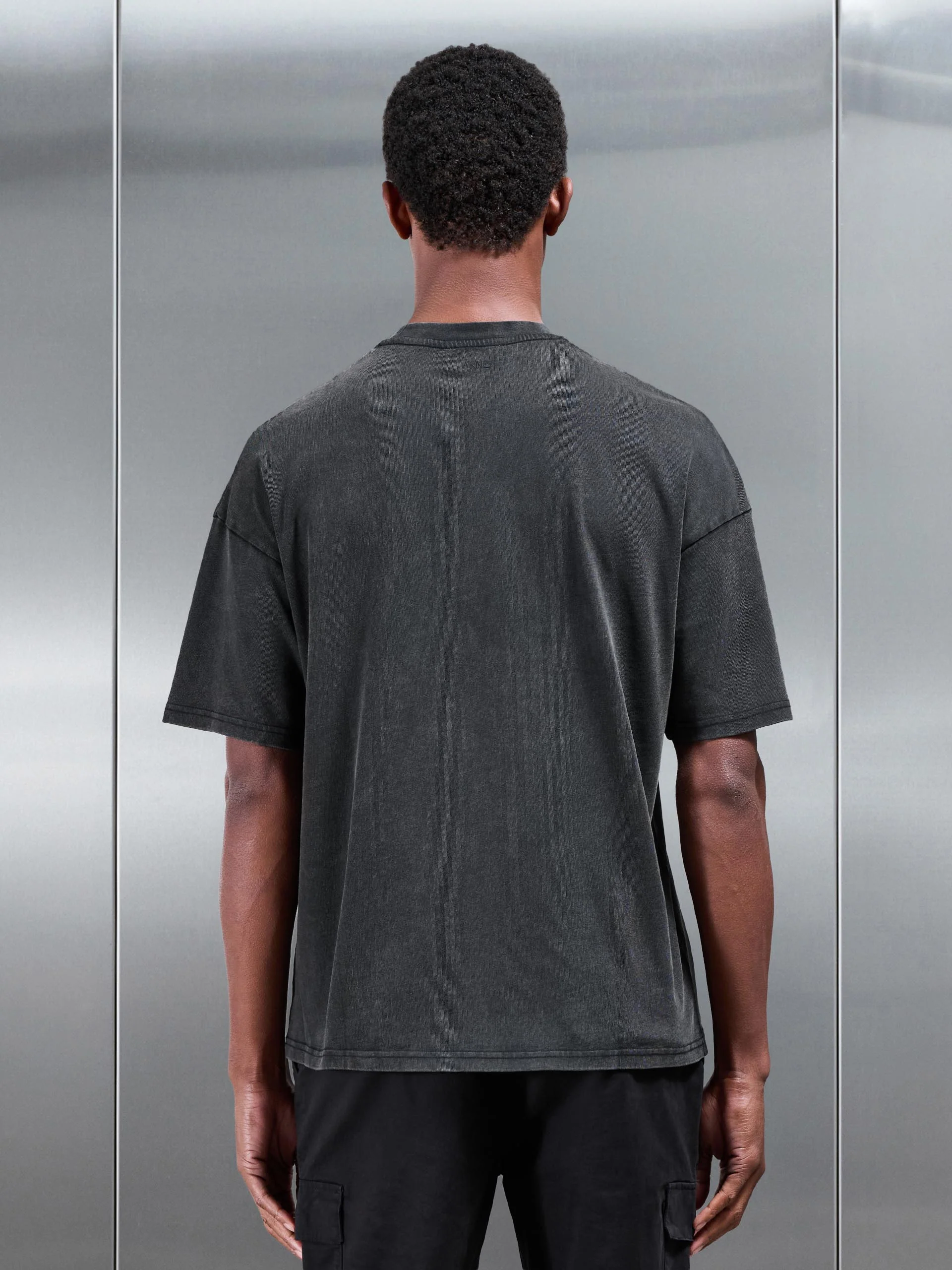 Relaxed Fit Garment Dye T-Shirt in Black - Image 3
