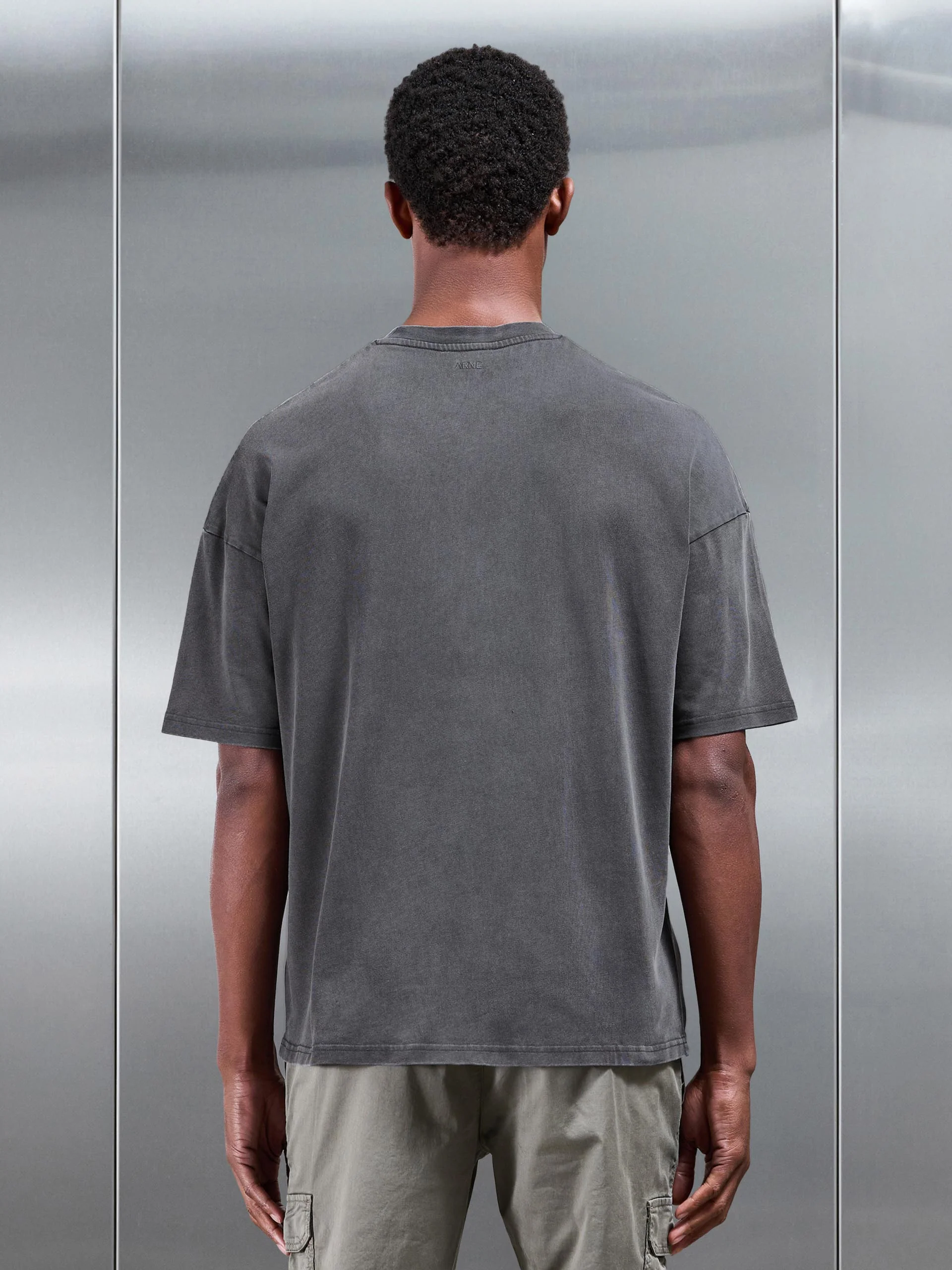 Relaxed Fit Garment Dye T-Shirt in Grey - Image 4