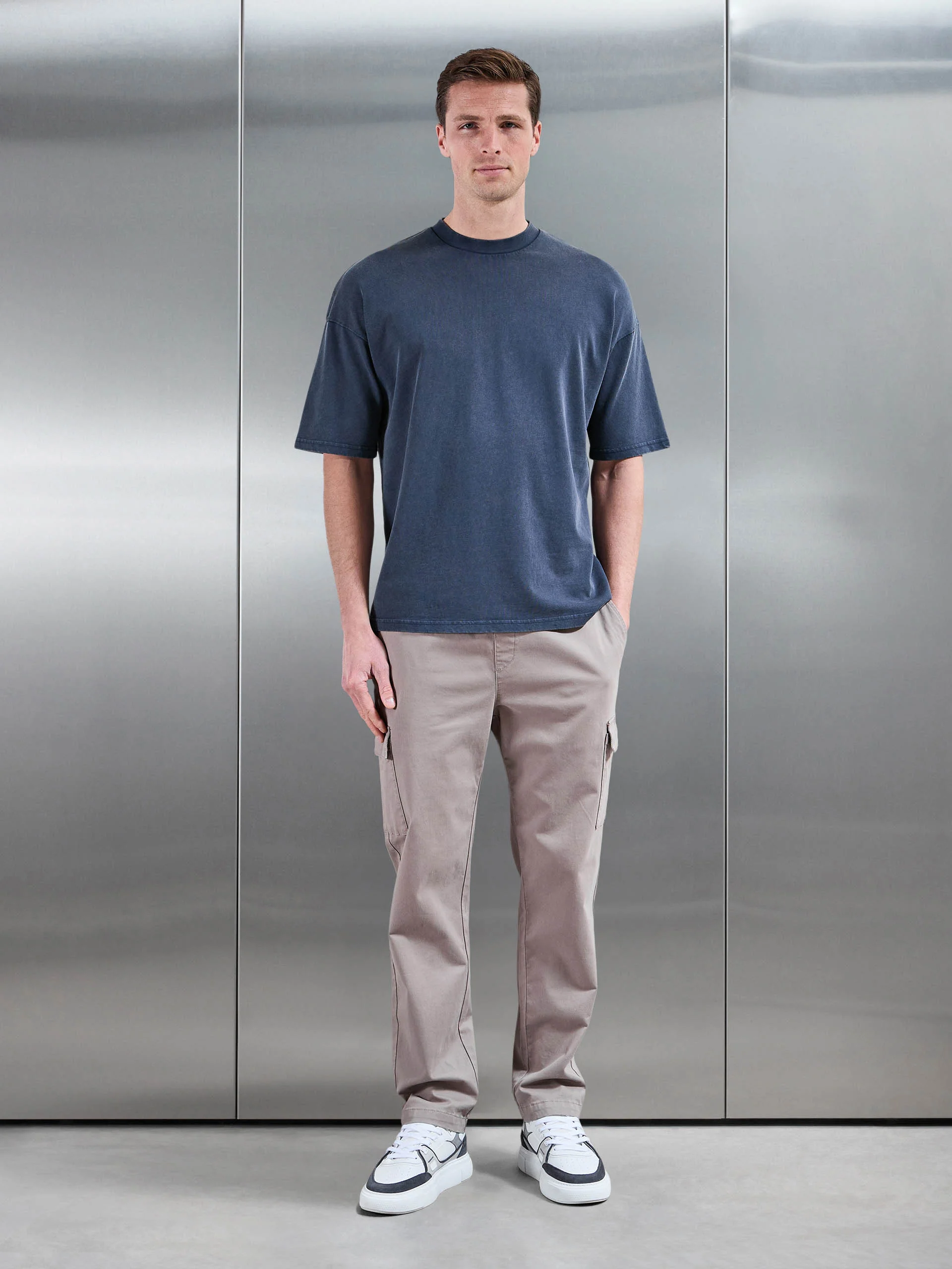 Relaxed Fit Garment Dye T-Shirt in Navy - Image 2
