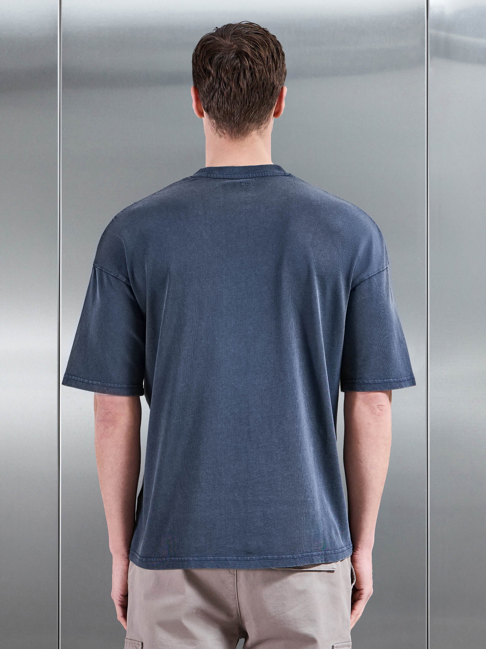 Relaxed Fit Garment Dye T-Shirt in Navy - Image 3