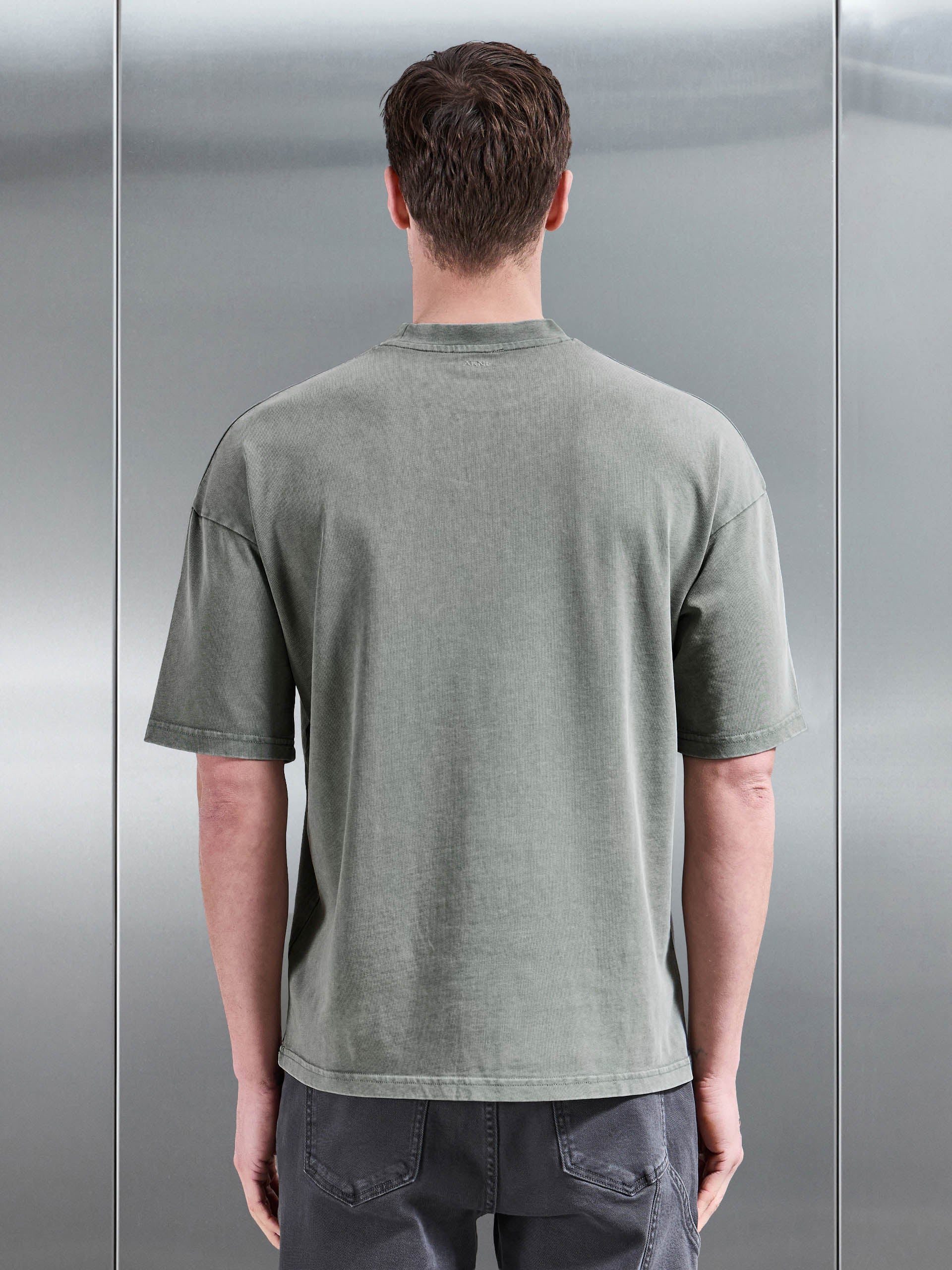 Relaxed Fit Garment Dye T-Shirt in Olive - Image 3