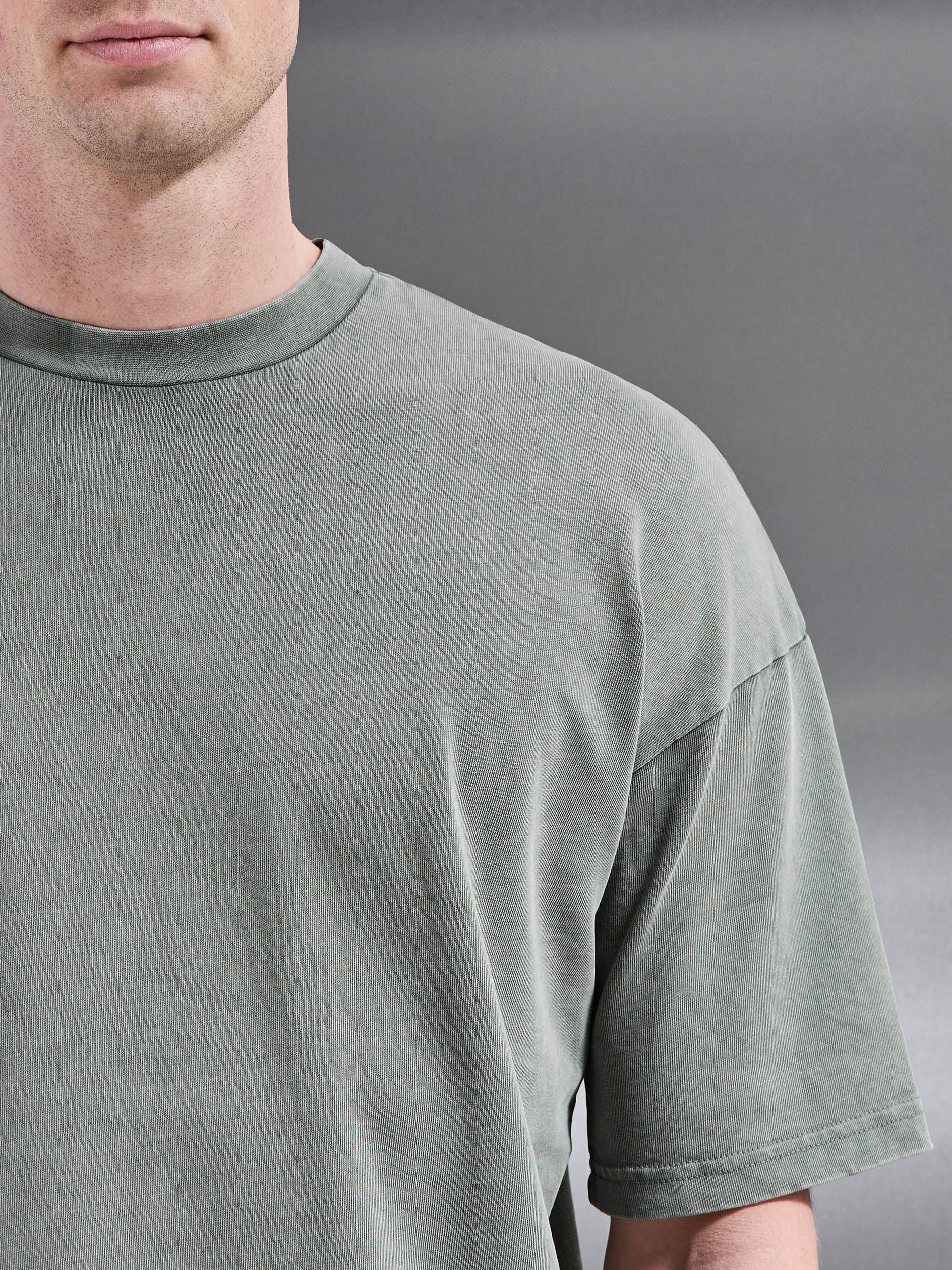 Relaxed Fit Garment Dye T-Shirt in Olive - Image 4