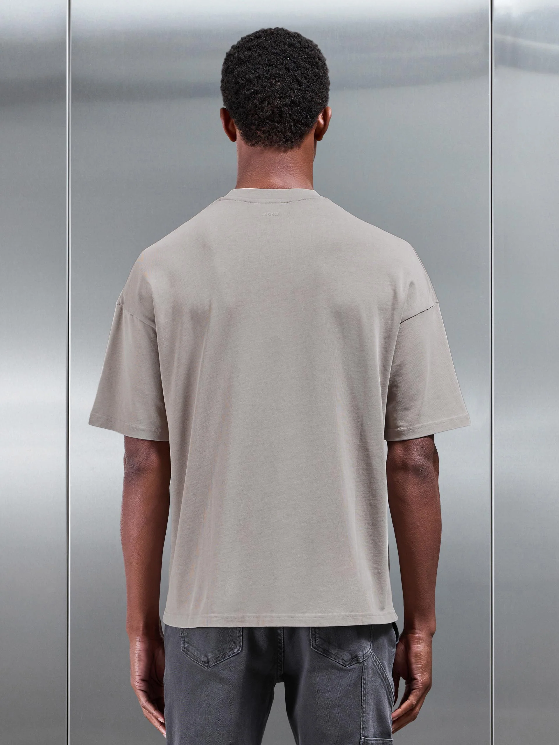 Relaxed Fit Garment Dye T-Shirt in Stone - Image 3
