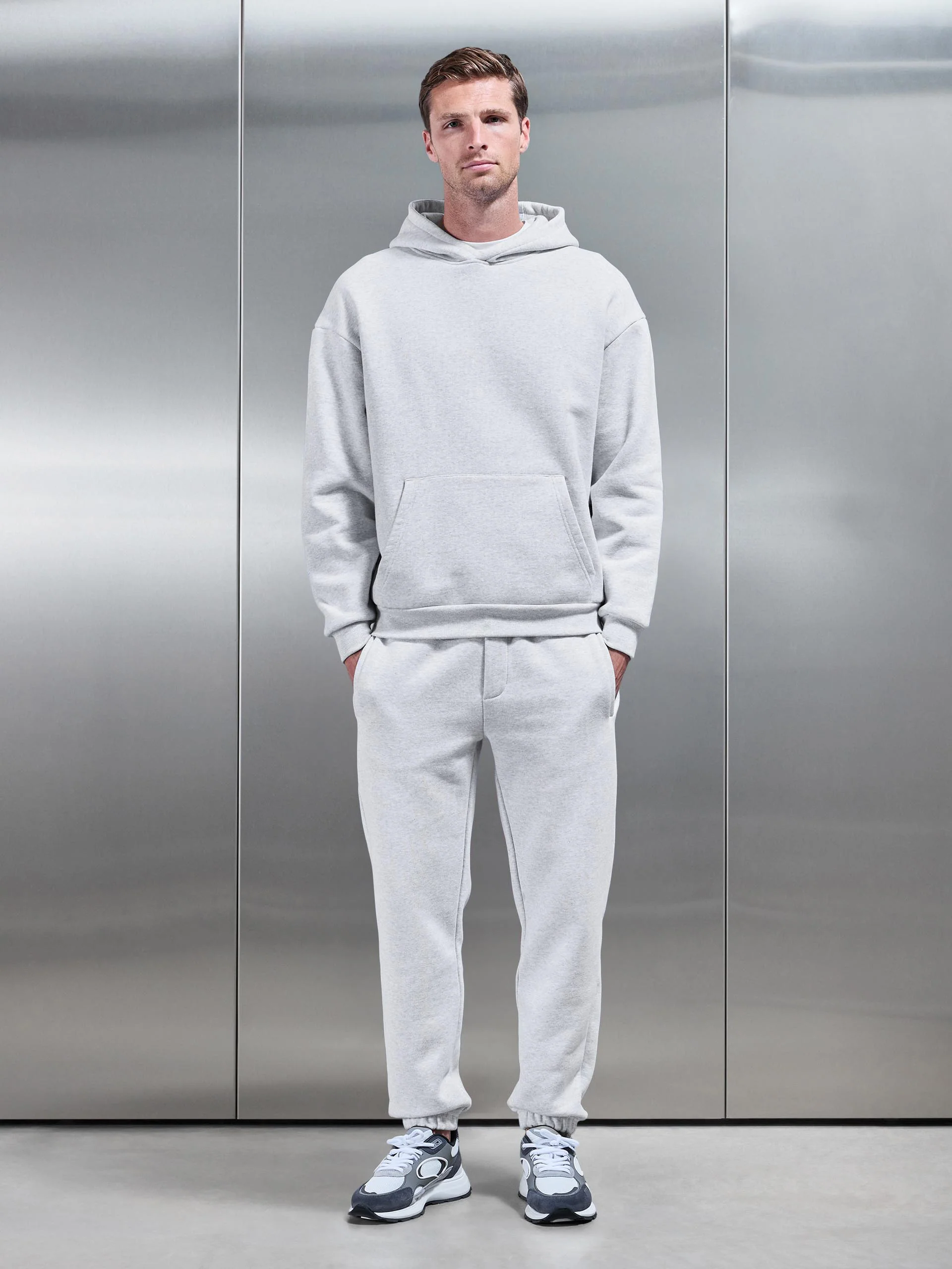 Relaxed Fit Hoodie in Marl Grey - Image 3