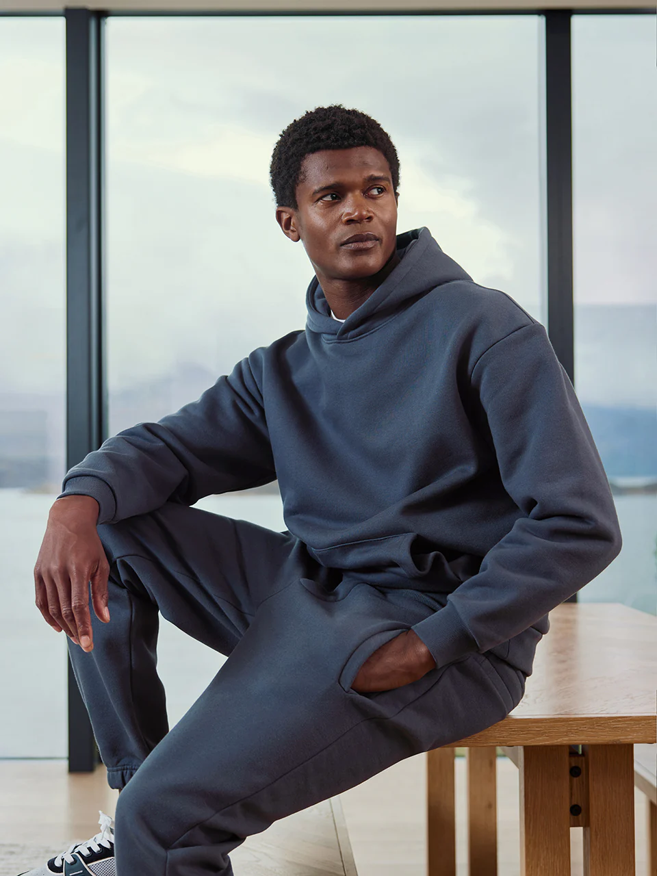 Relaxed Fit Hoodie in Slate Blue - Image 2