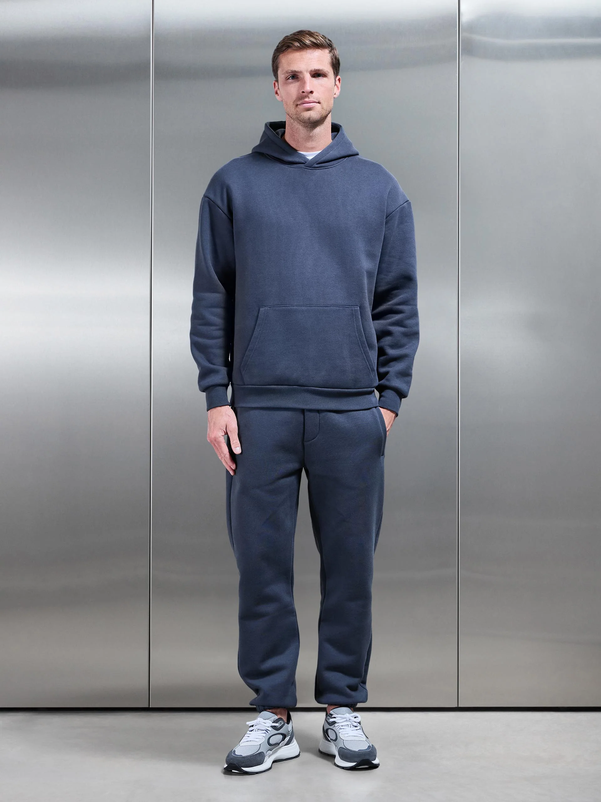 Relaxed Fit Hoodie in Slate Blue - Image 3