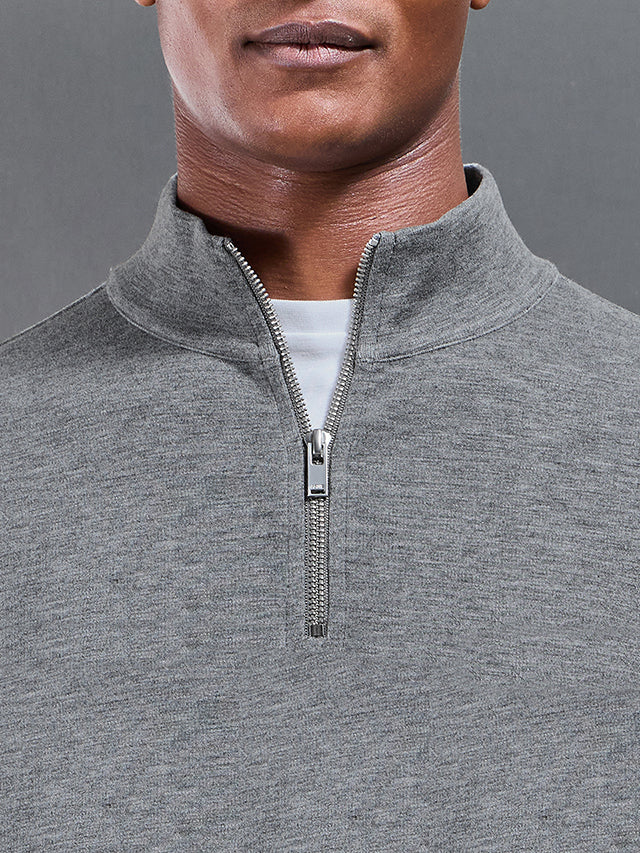 Relaxed Fit Knitted Half Zip in Charcoal Marl - Image 4