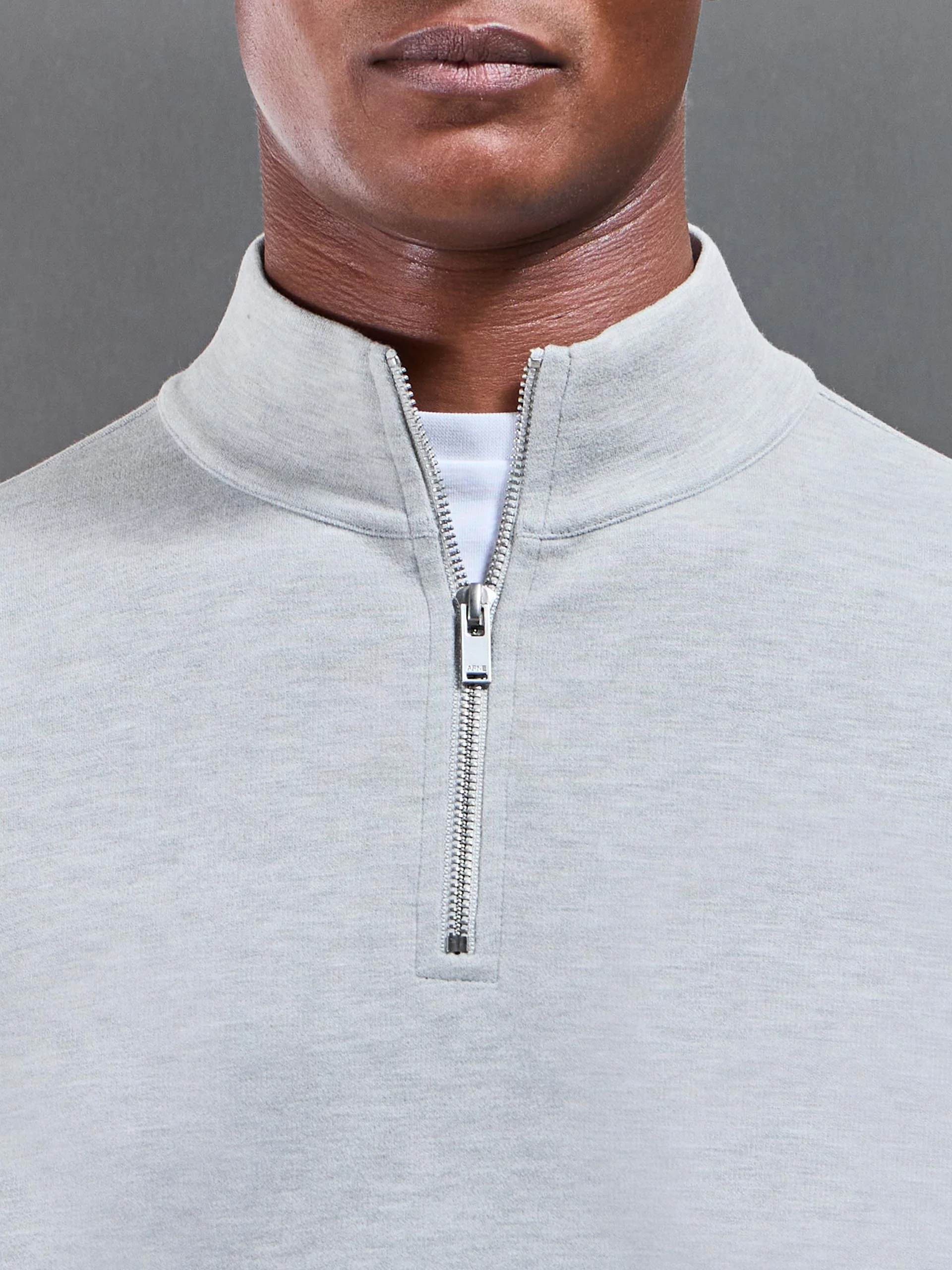 Relaxed Fit Knitted Half Zip in Marl Grey - Image 4