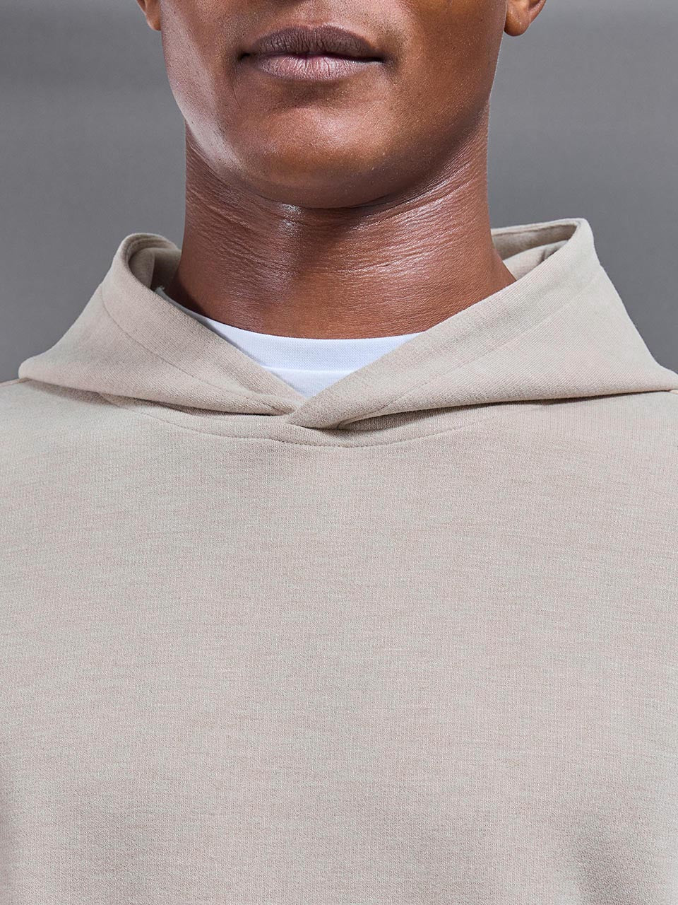 Relaxed Fit Knitted Hoodie in Beige - Image 4