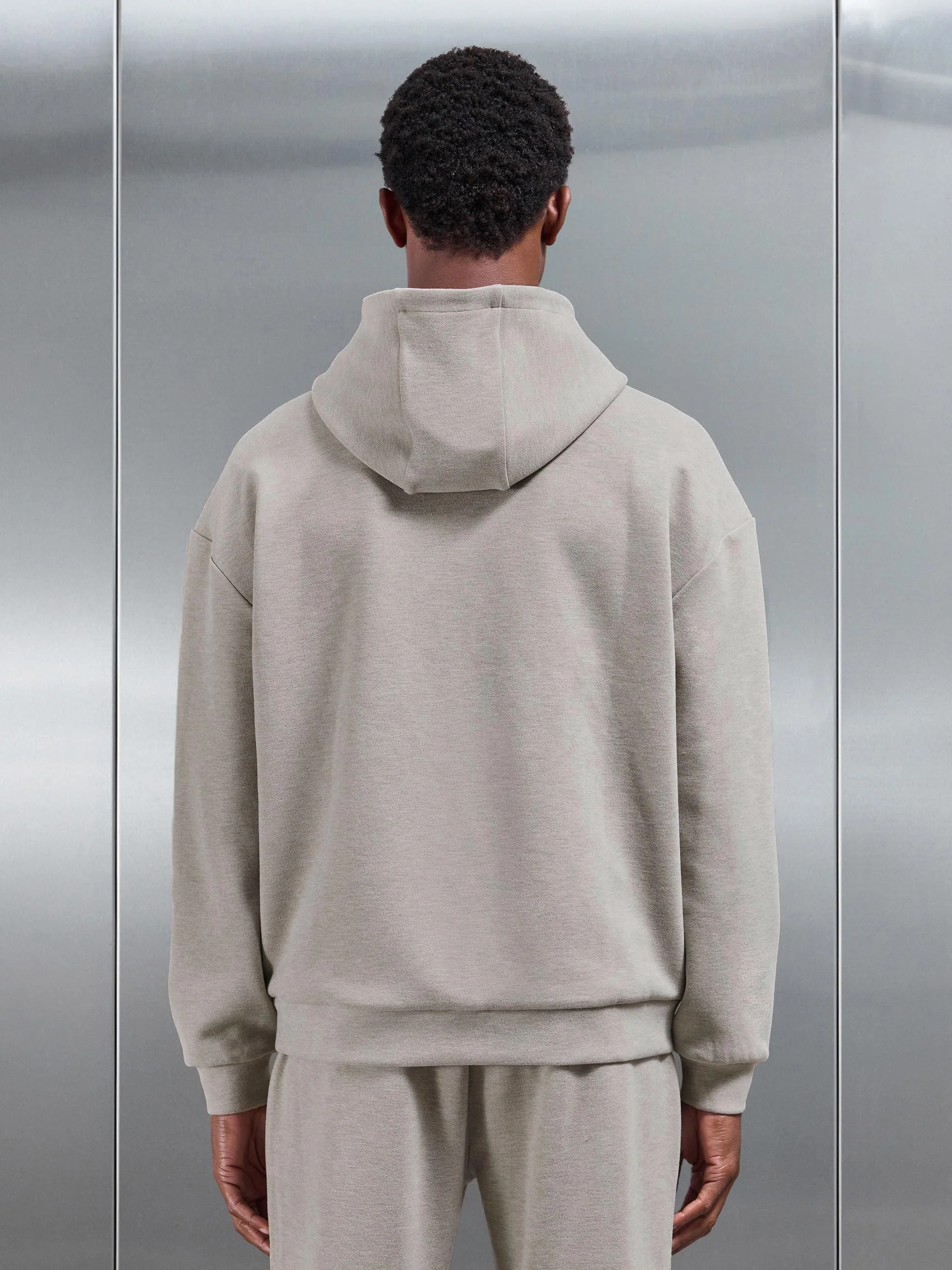 Relaxed Fit Knitted Hoodie in Stone - Image 3