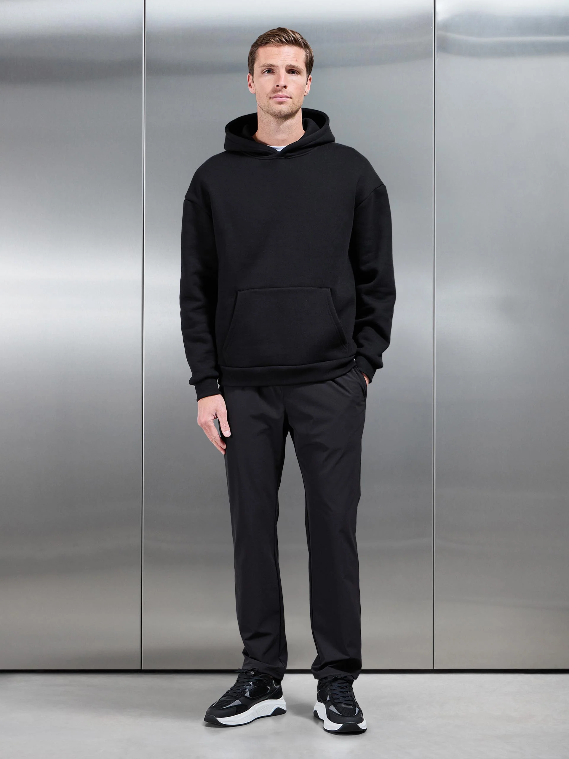 Relaxed Fit Nylon Trackpant in Black - Image 3