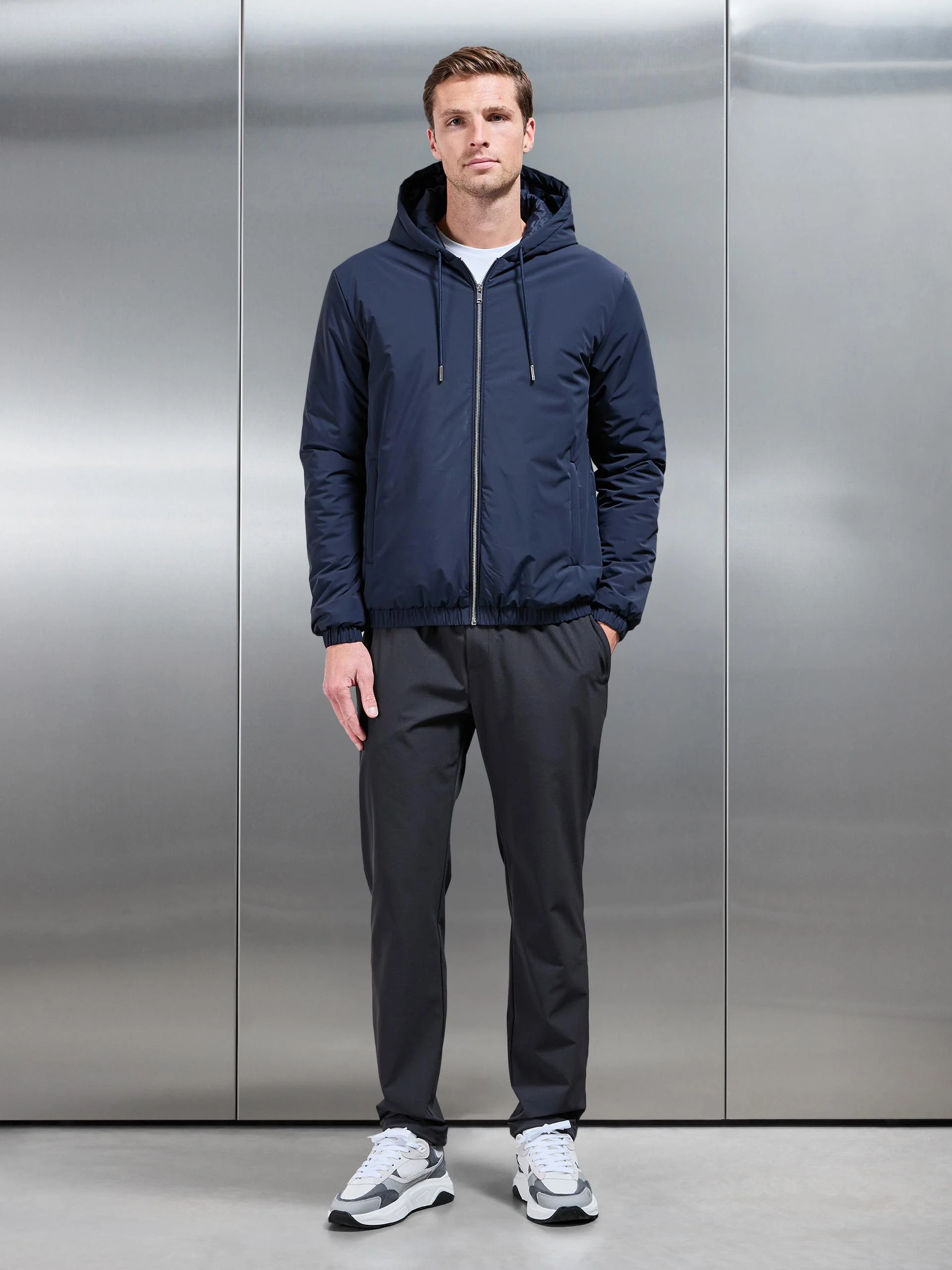 Relaxed Fit Nylon Trackpant in Grey - Image 3