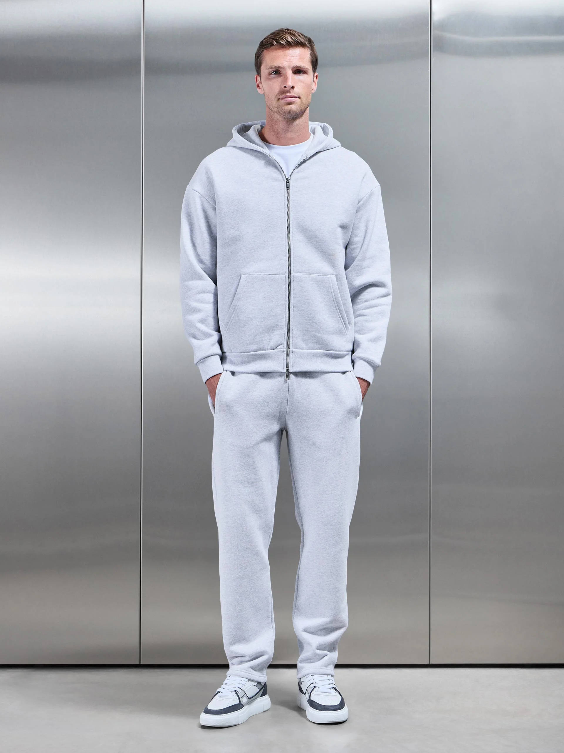 Relaxed Fit Straight Leg Jogger in Marl Grey - Image 2