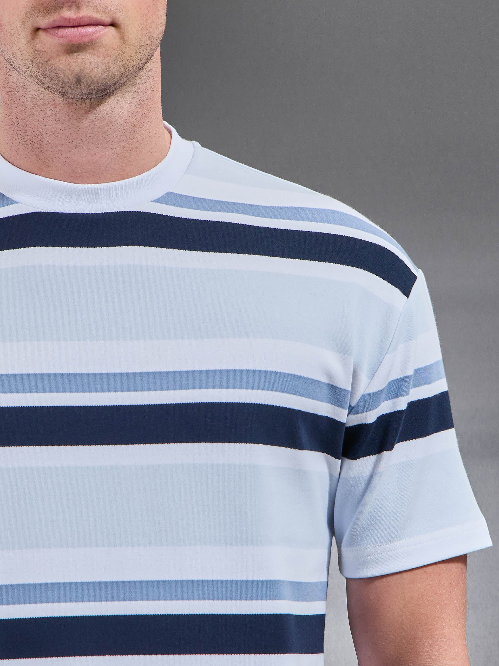 Relaxed Fit Stripe T-Shirt in Blue - Image 4