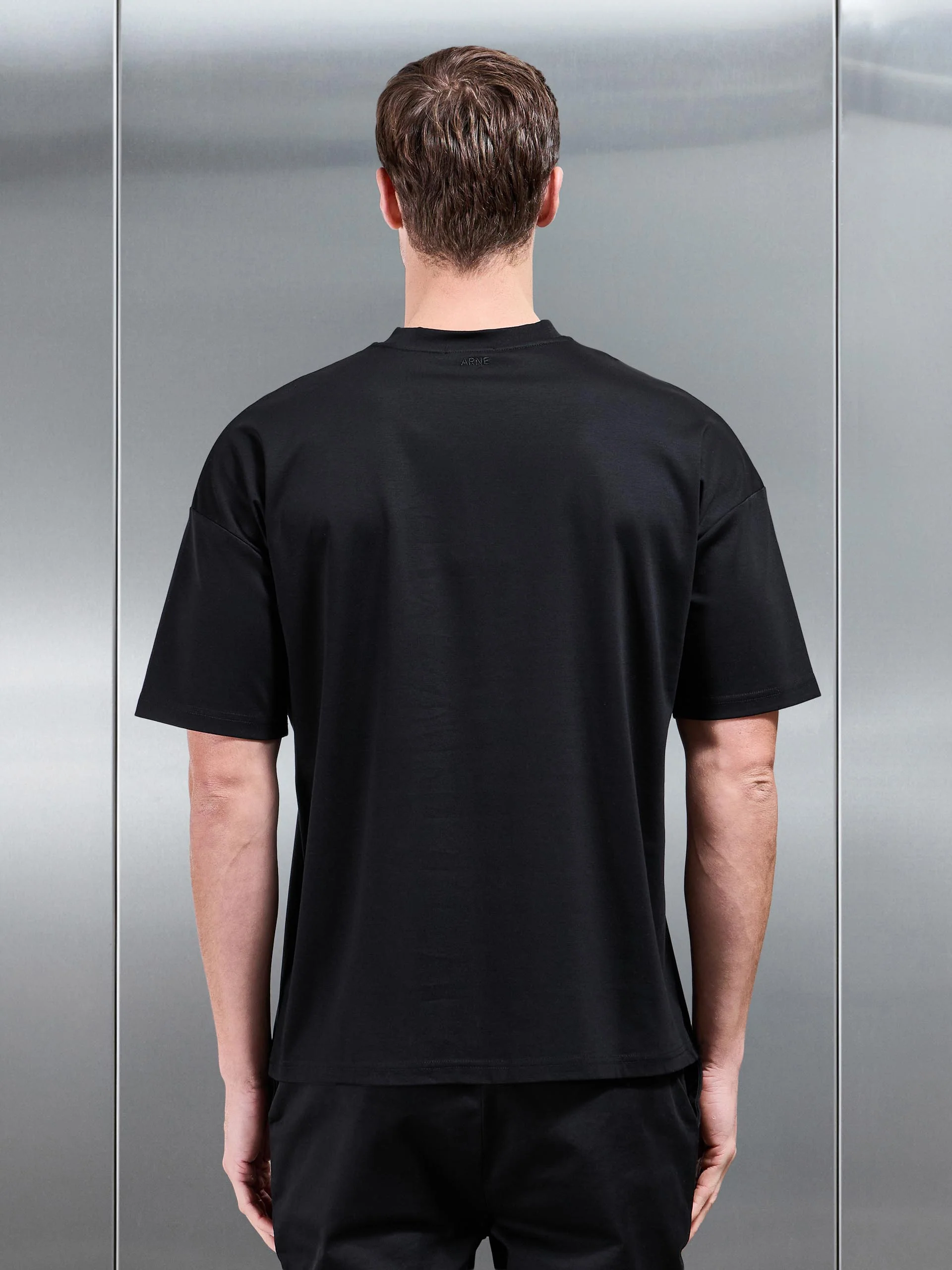Relaxed Mercerised Interlock T-Shirt in Black - Image 3