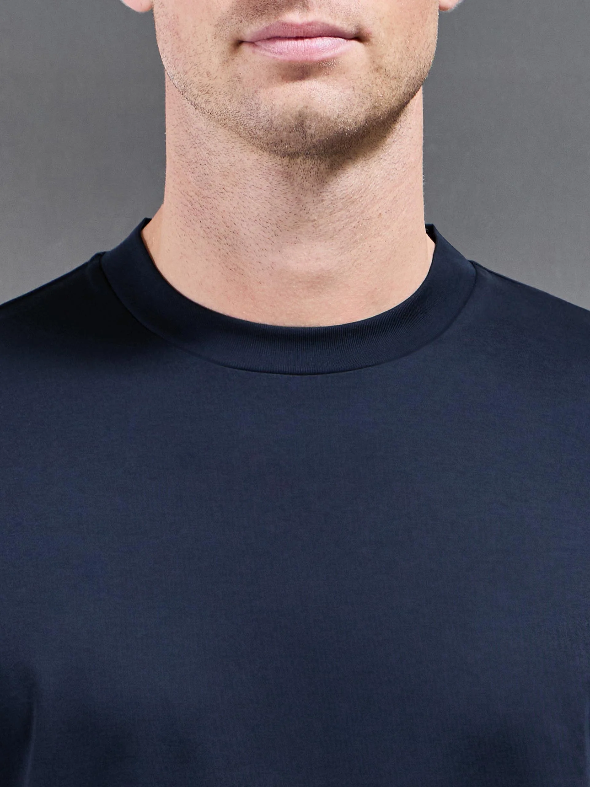 Relaxed Mercerised Interlock T-Shirt in Navy - Image 4