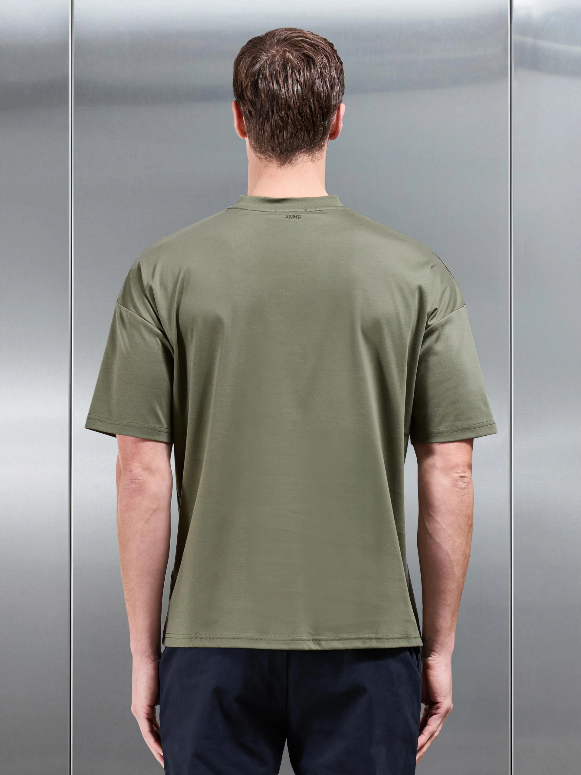 Relaxed Mercerised Interlock T-Shirt in Sage - Image 3
