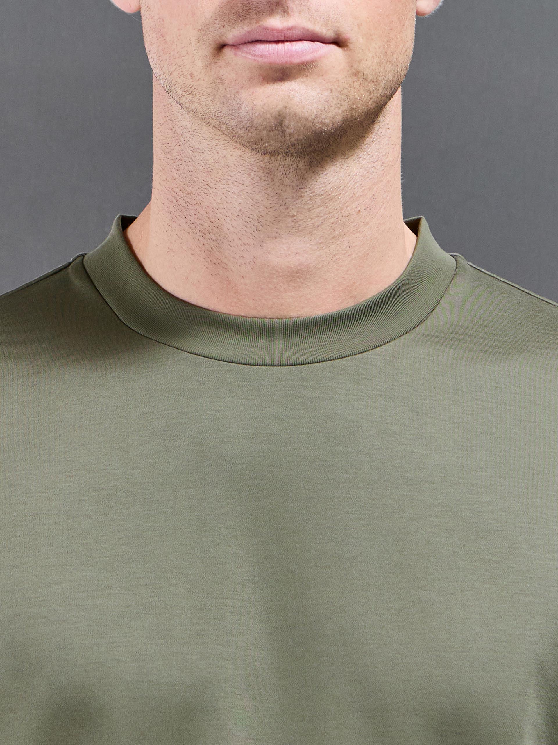 Relaxed Mercerised Interlock T-Shirt in Sage - Image 4