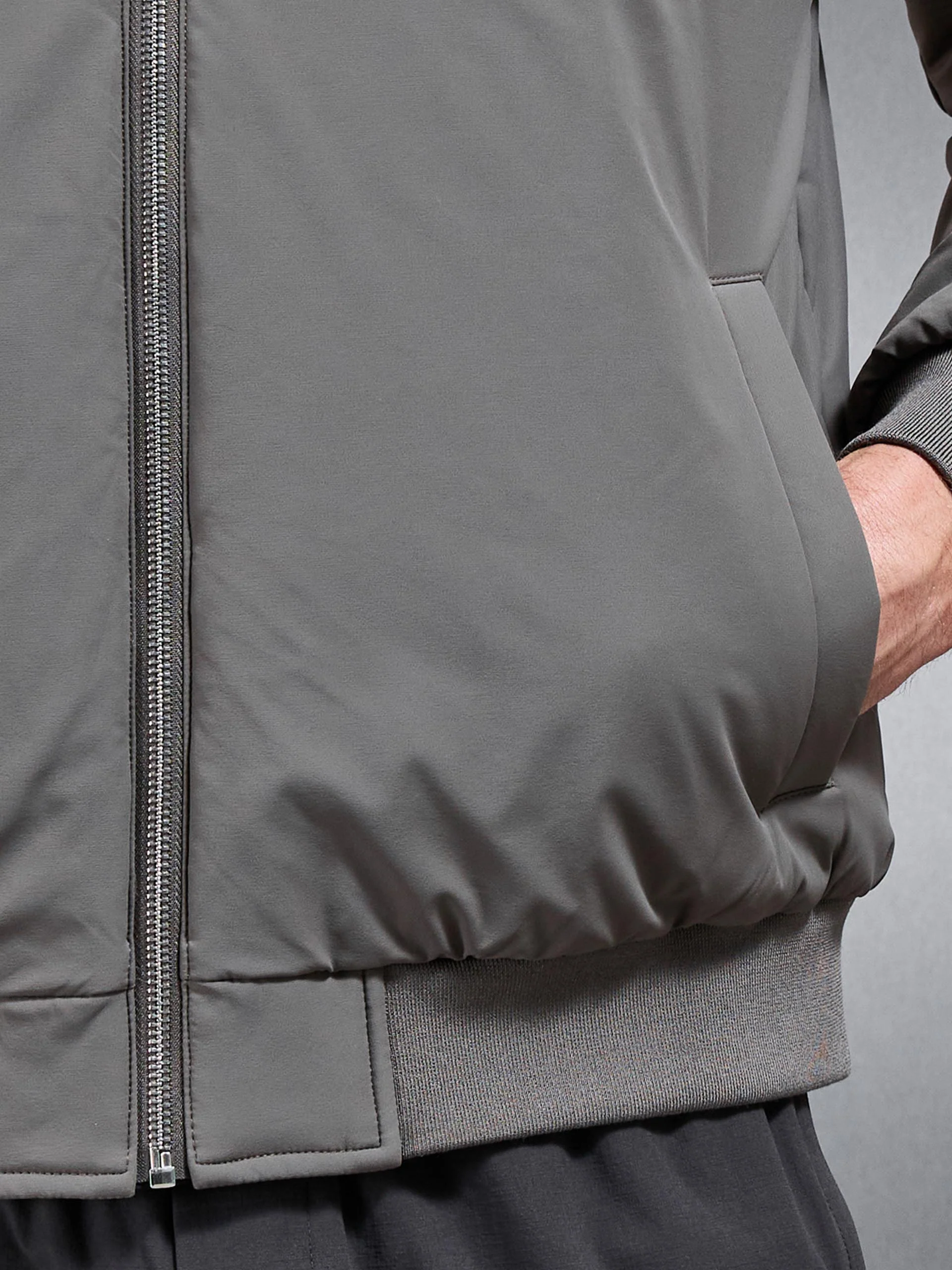 Relaxed Padded Reversible Bomber Jacket in Olive Navy - Image 8
