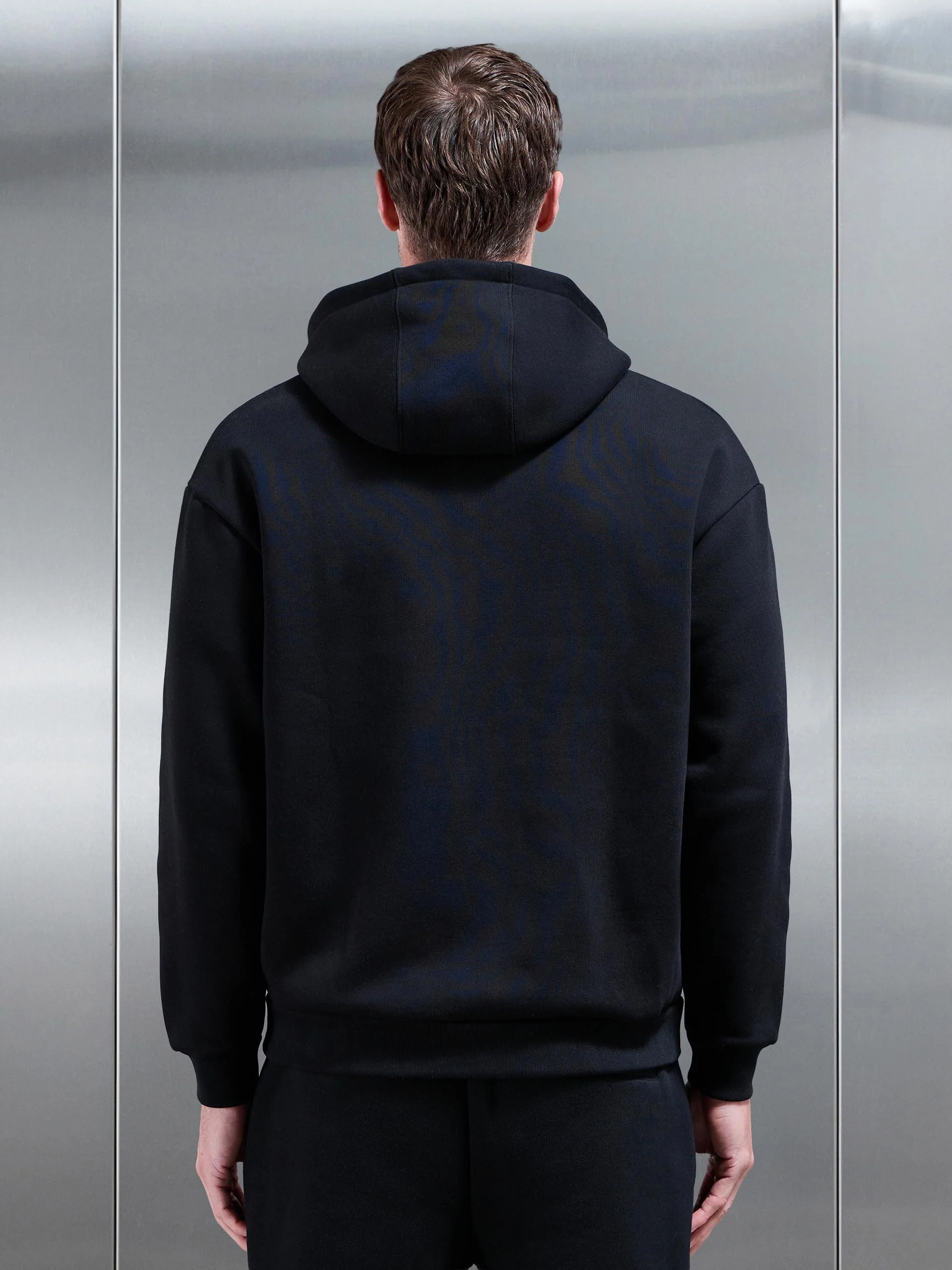 Relaxed Zip Through Hoodie in Black - Image 3