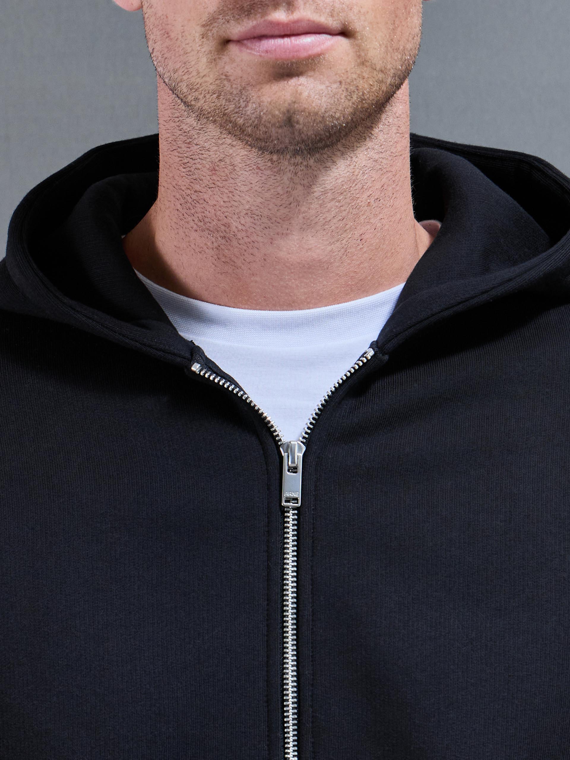 Relaxed Zip Through Hoodie in Black - Image 4