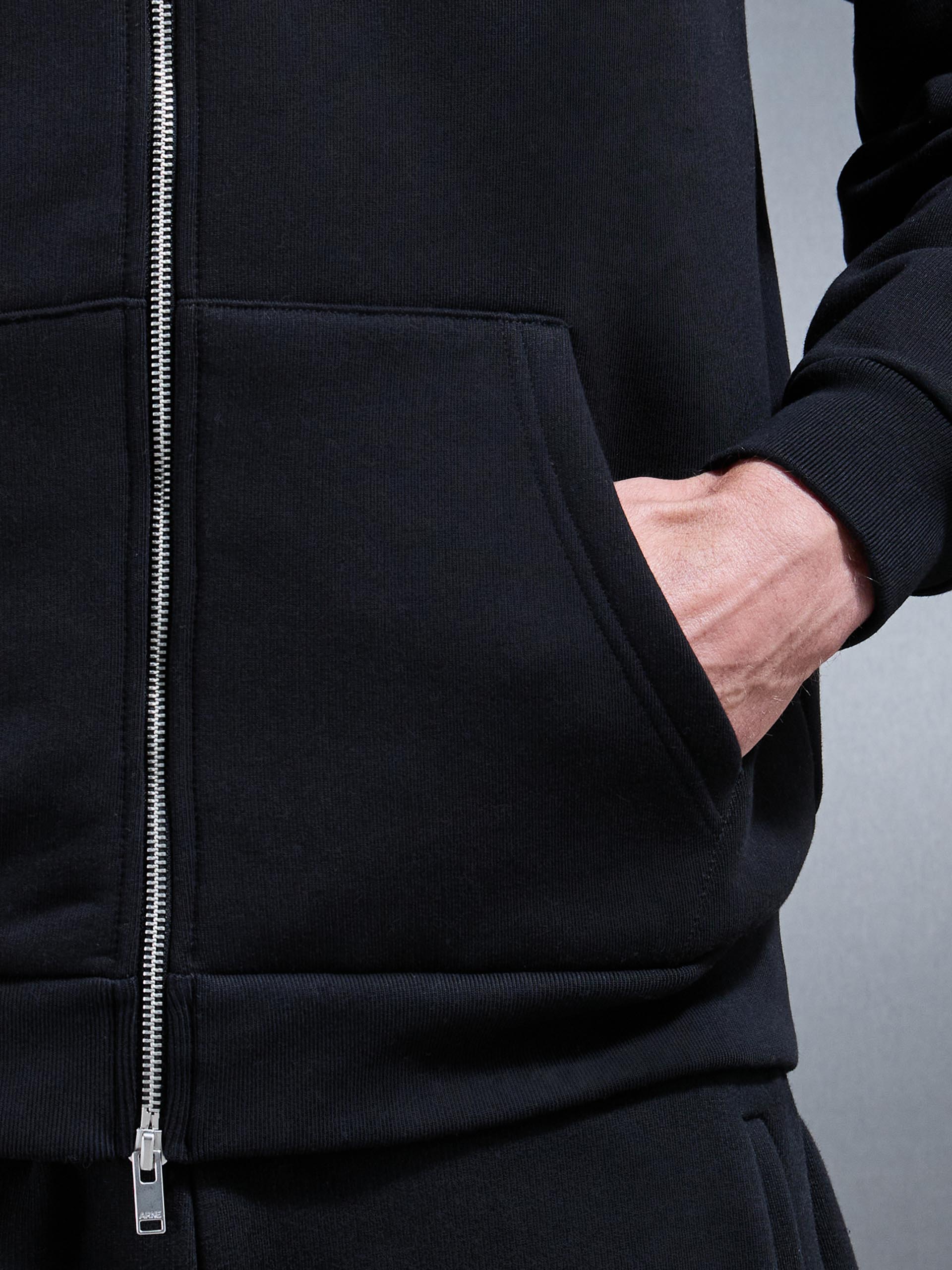 Relaxed Zip Through Hoodie in Black - Image 5