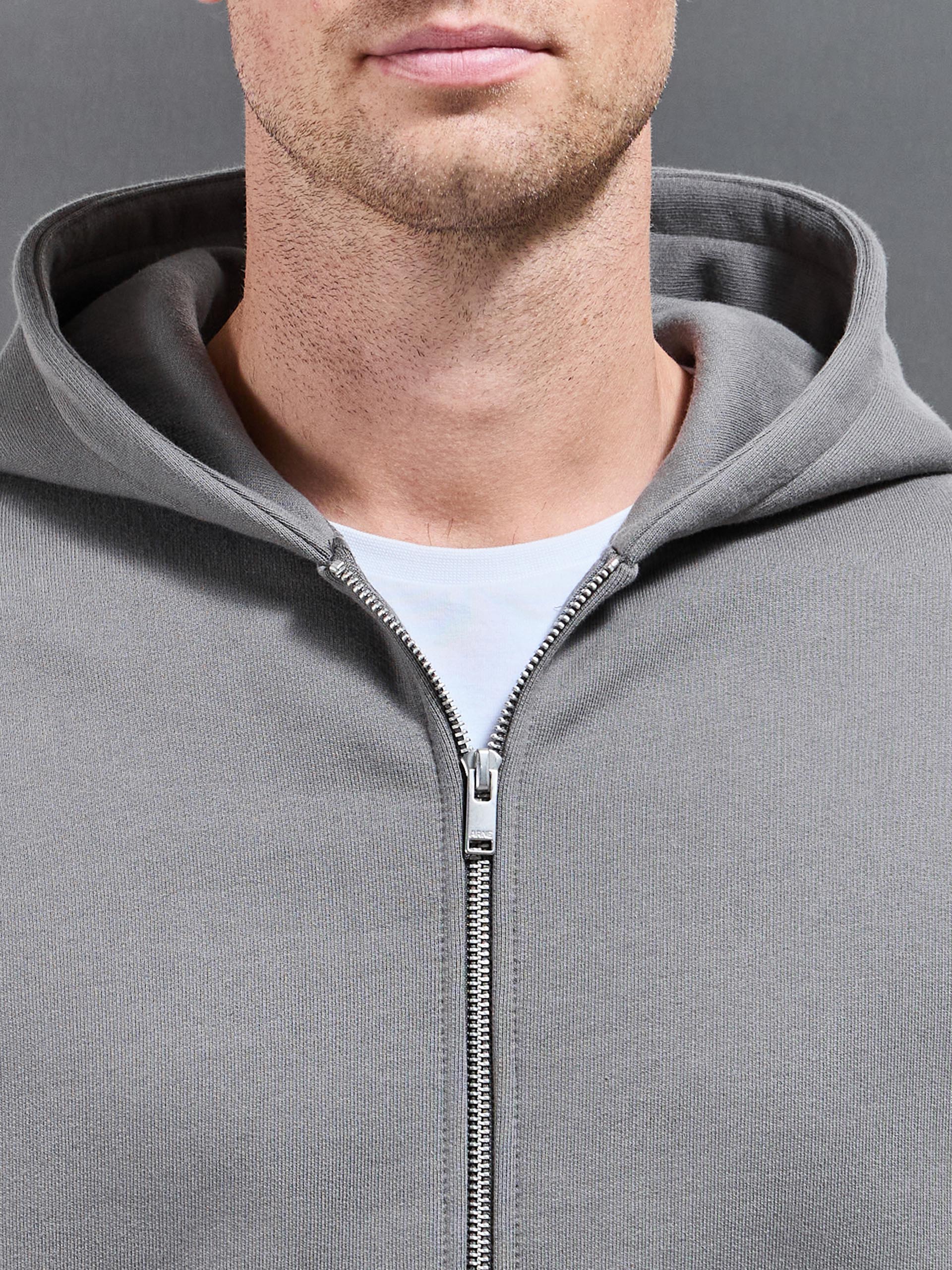 Relaxed Zip Through Hoodie in Grey - Image 3