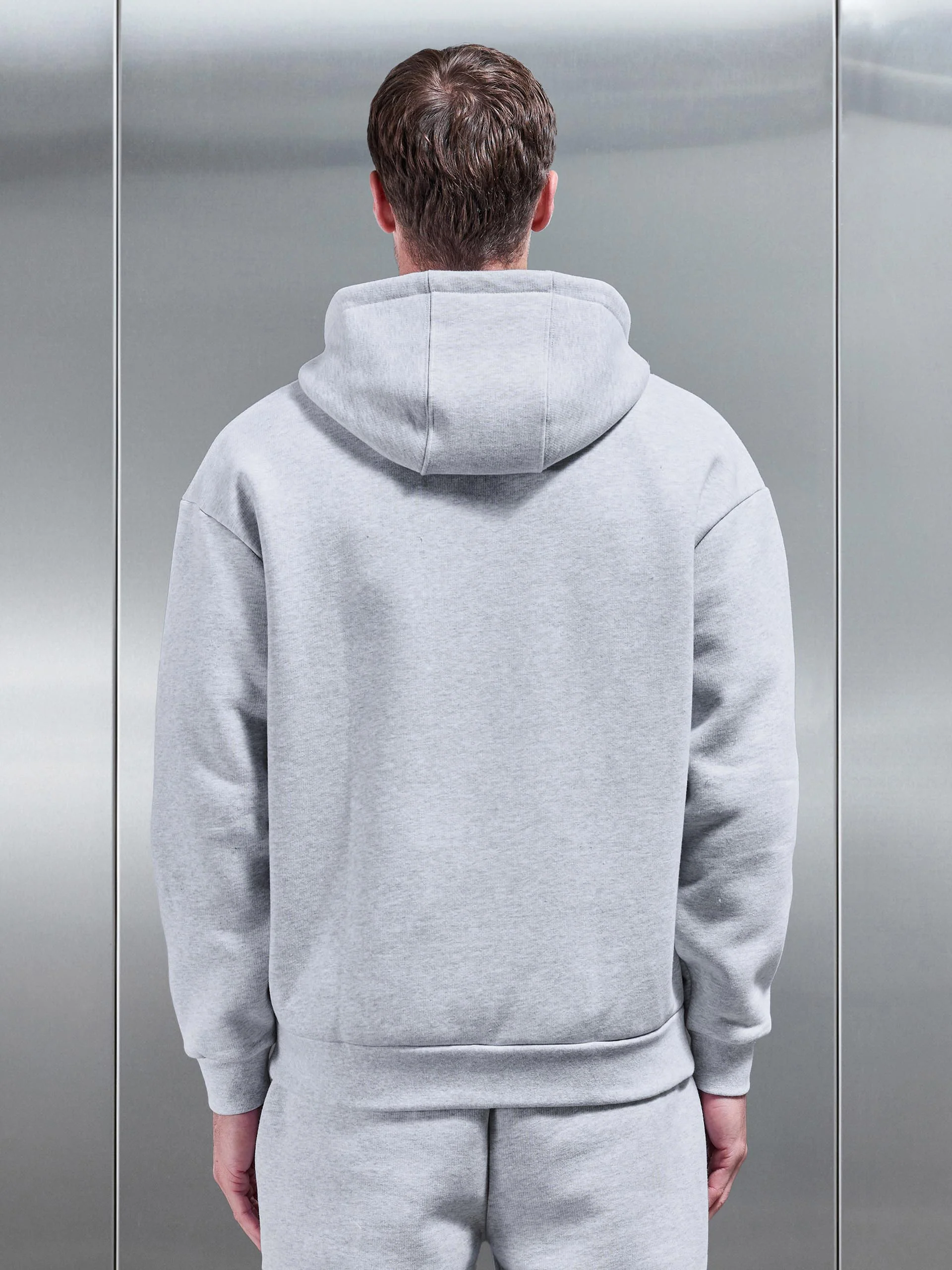 Relaxed Zip Through Hoodie in Marl Grey - Image 3
