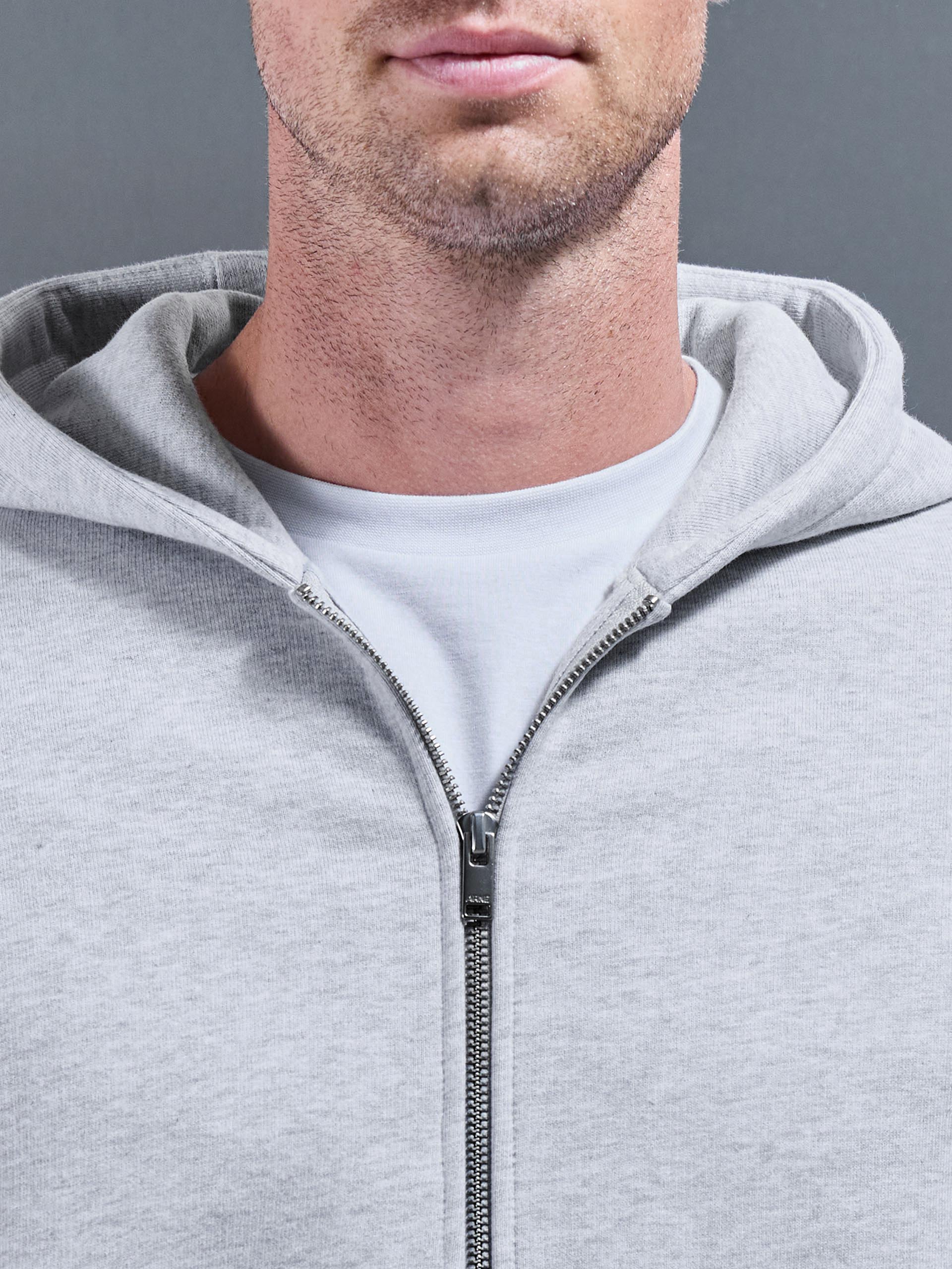 Relaxed Zip Through Hoodie in Marl Grey - Image 4