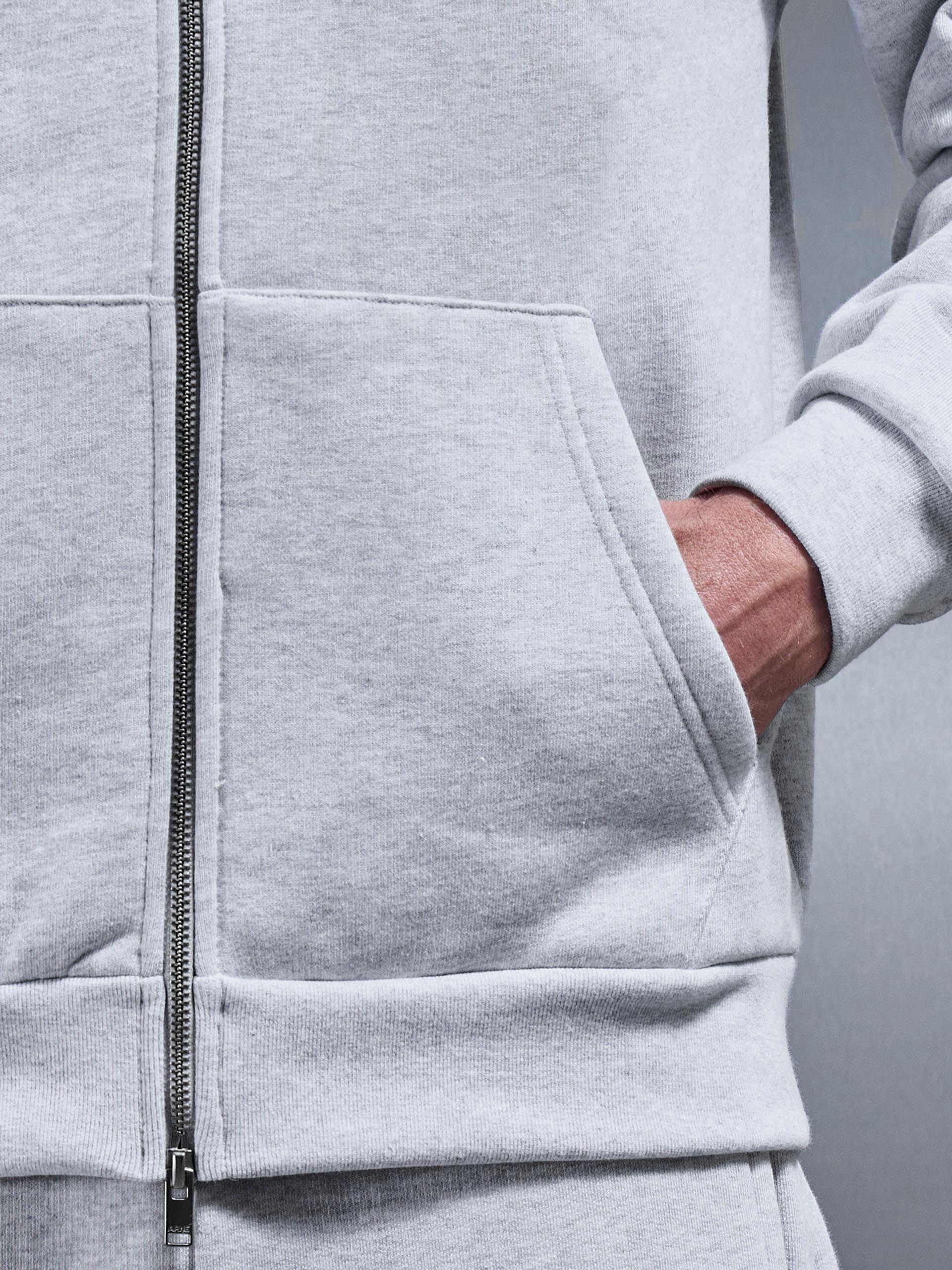 Relaxed Zip Through Hoodie in Marl Grey - Image 5