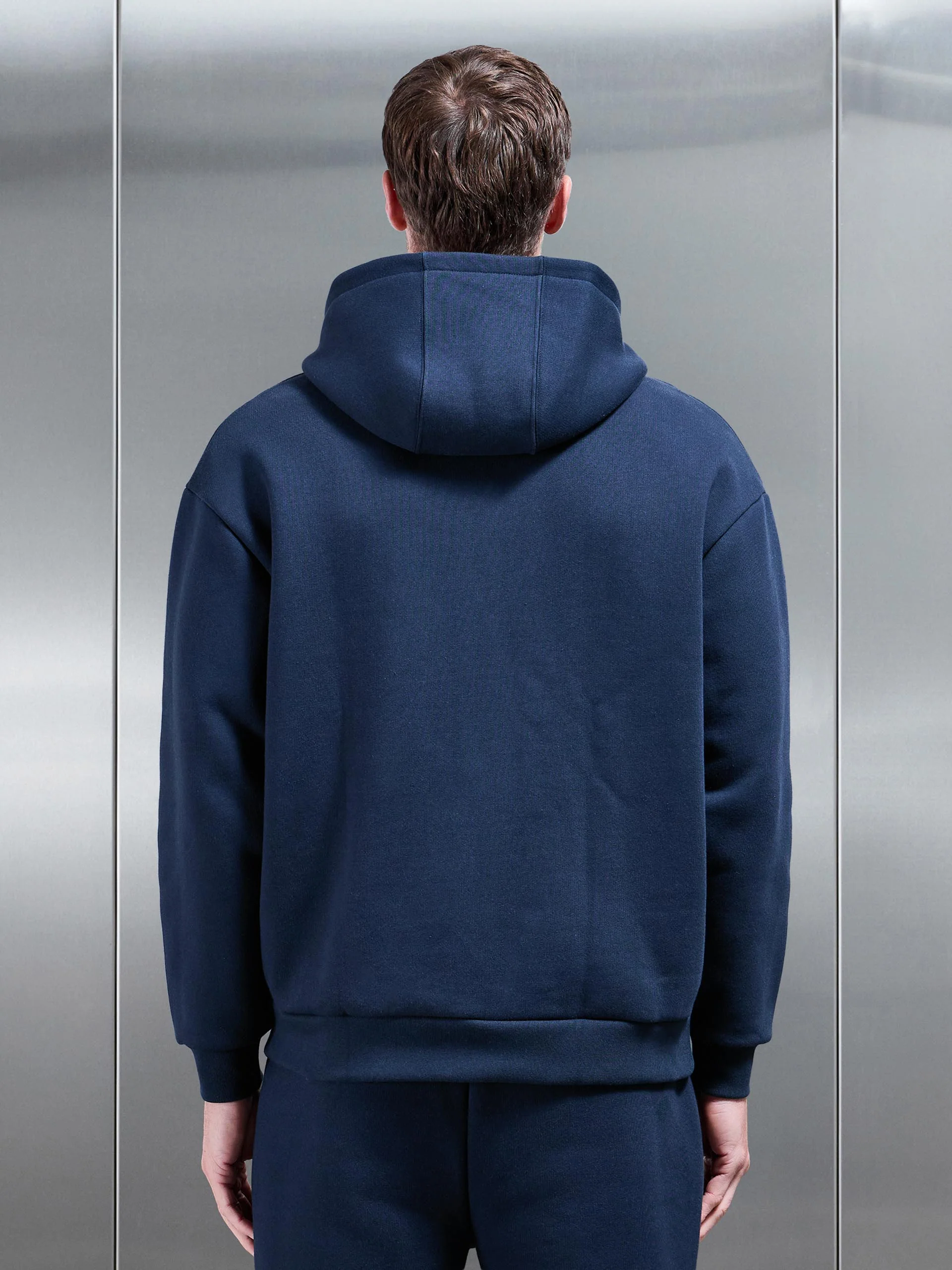 Relaxed Zip Through Hoodie in Navy - Image 5