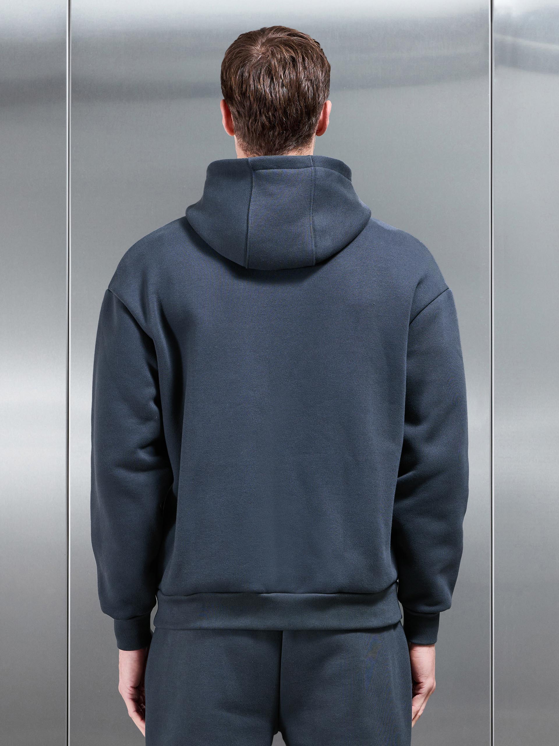 Relaxed Zip Through Hoodie in Slate Blue - Image 3