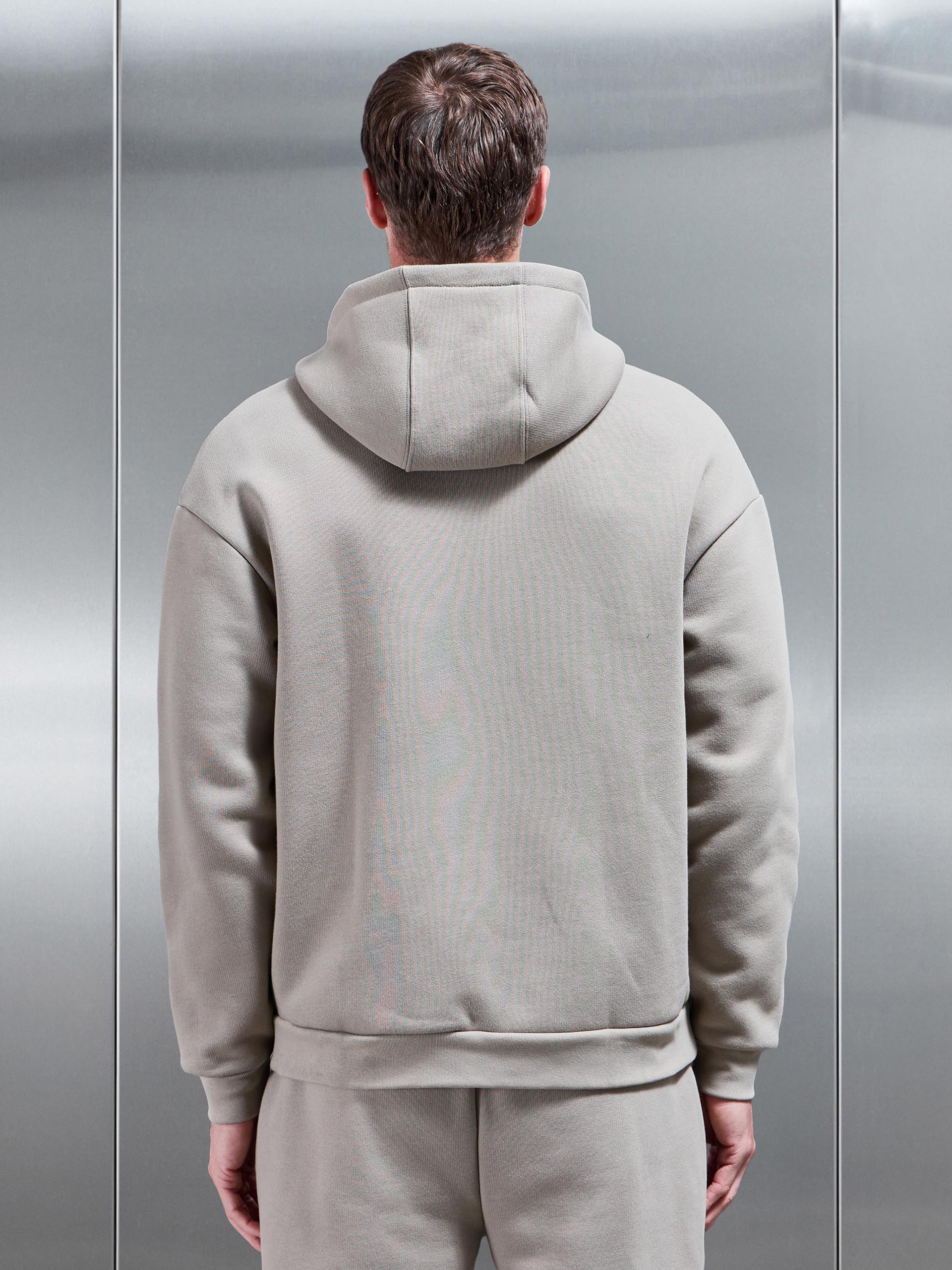 Relaxed Zip Through Hoodie in Stone - Image 4