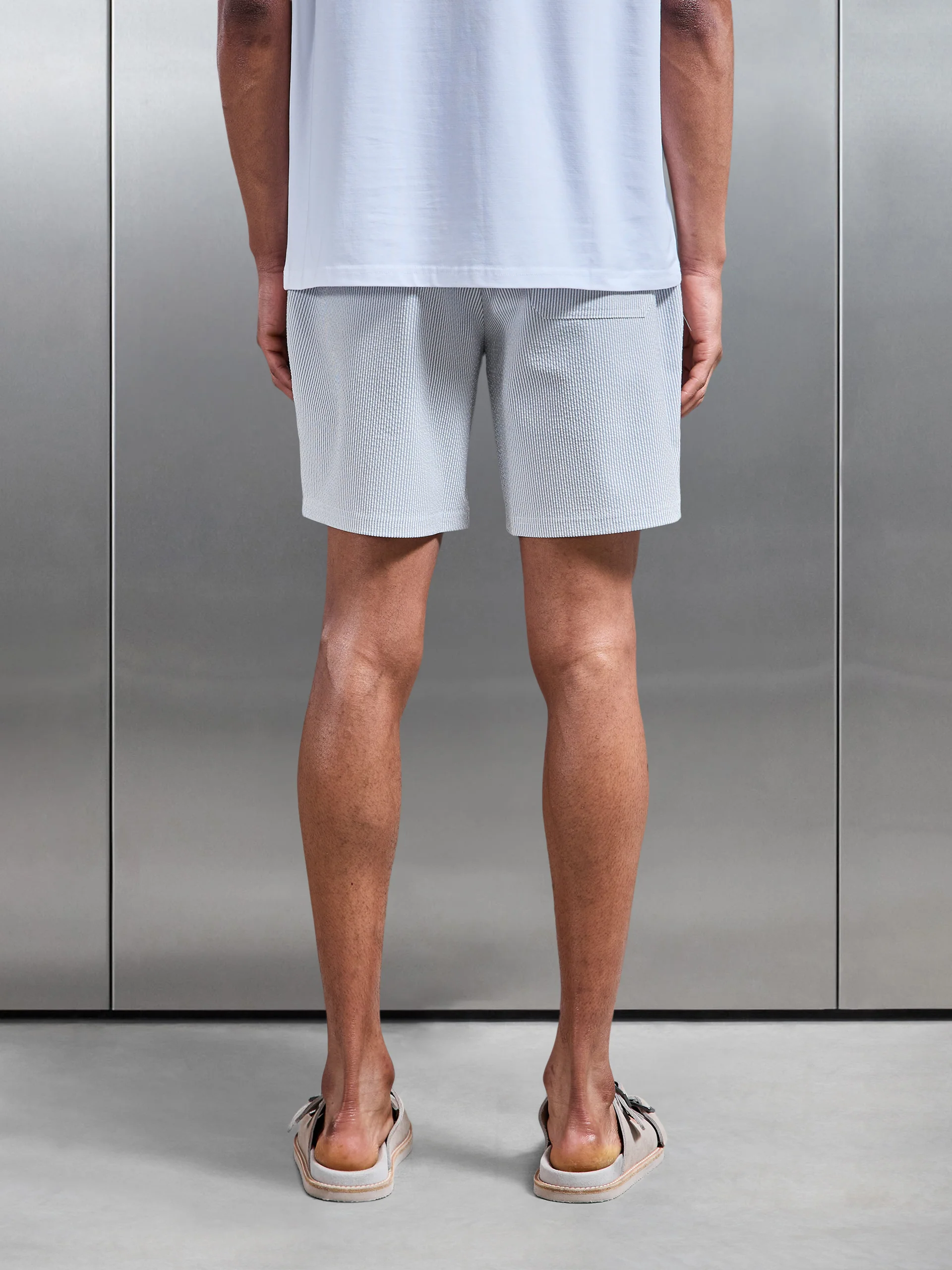 Seersucker Stripe Short in Blue - Image 3