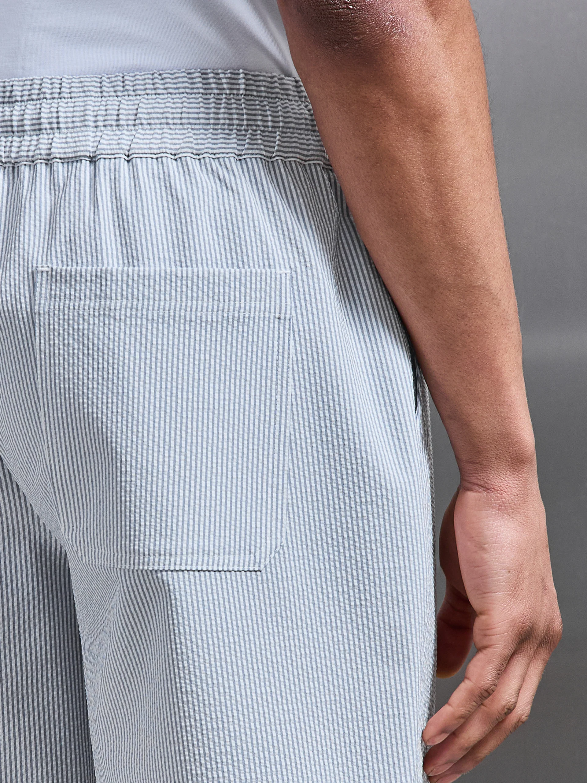 Seersucker Stripe Short in Blue - Image 5