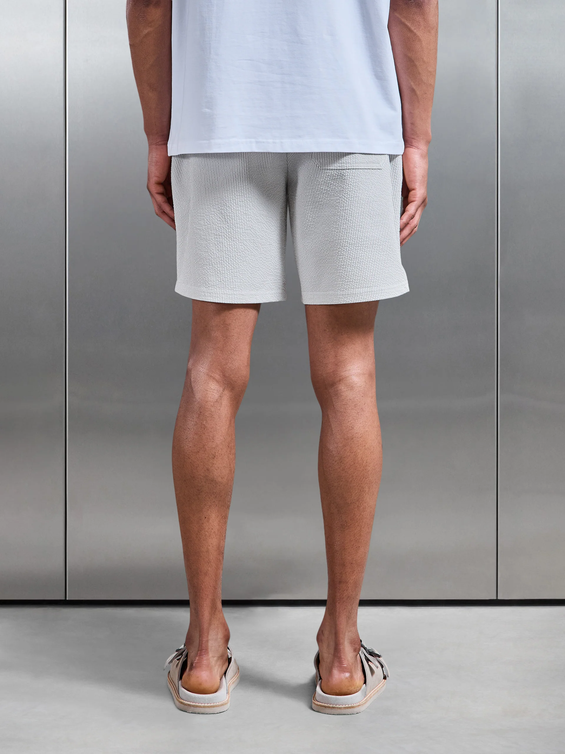 Seersucker Stripe Short in Stone - Image 3