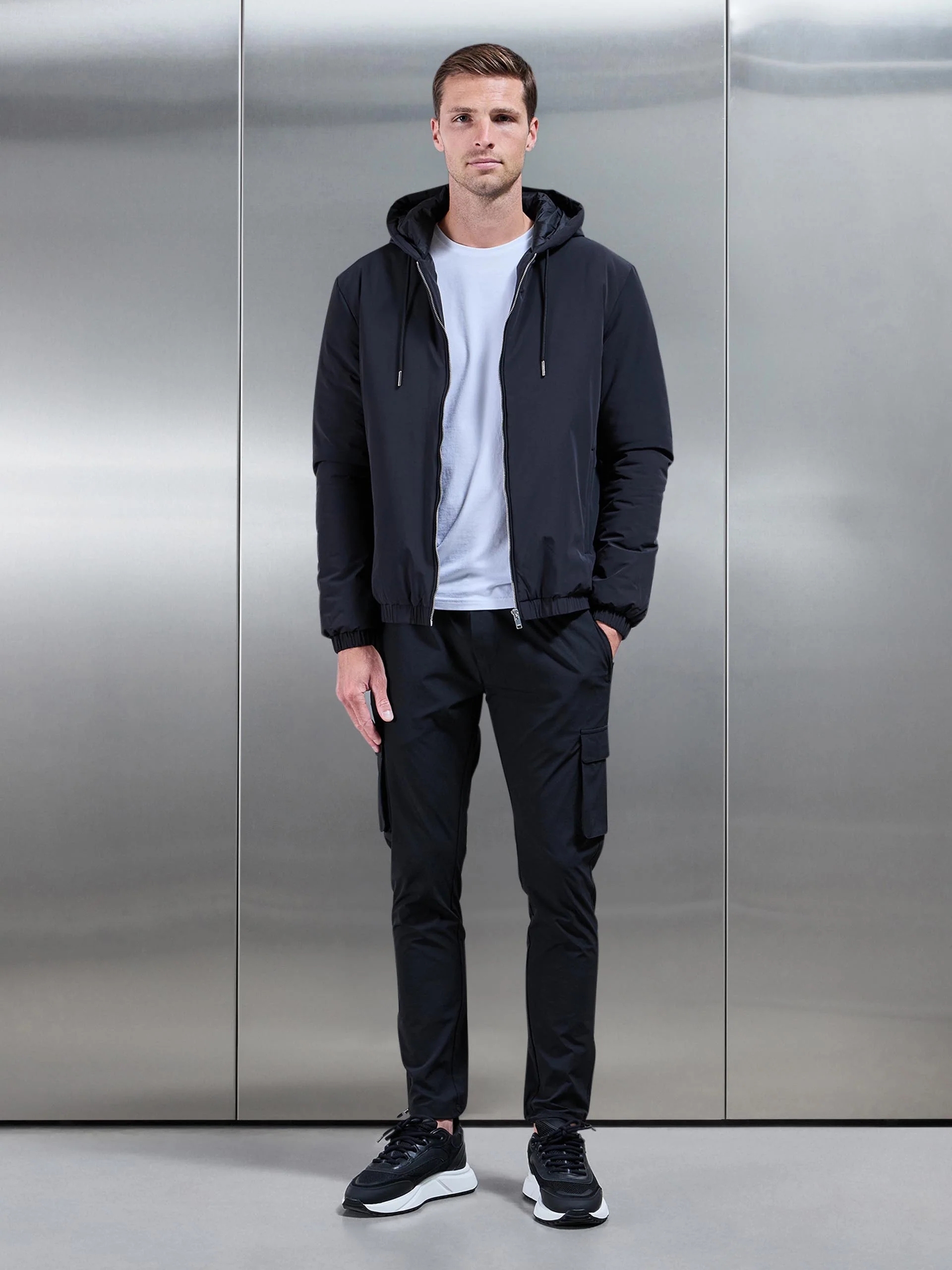 Shell Padded Windbreaker in Black - Image 2