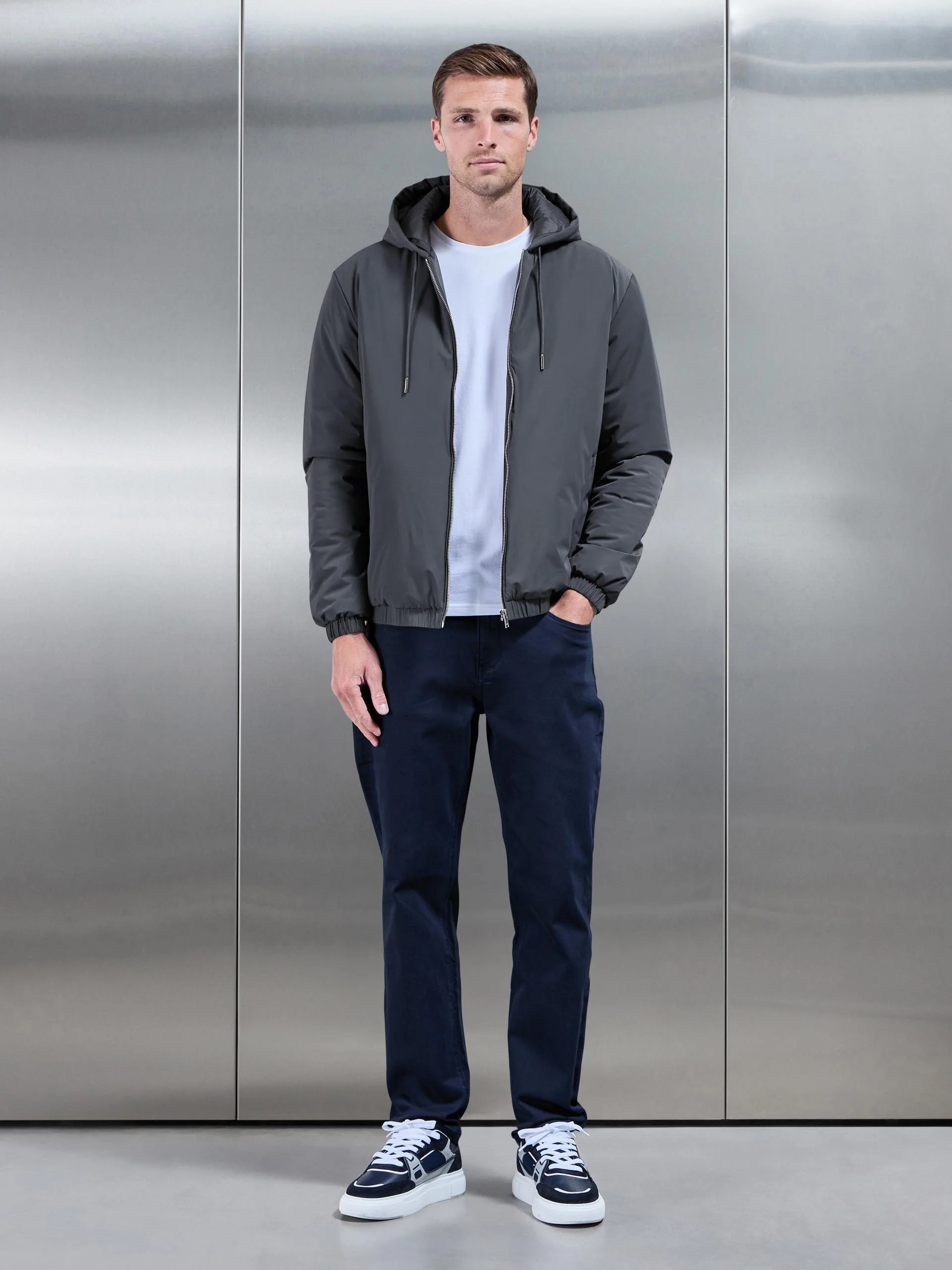 Shell Padded Windbreaker in Grey - Image 2