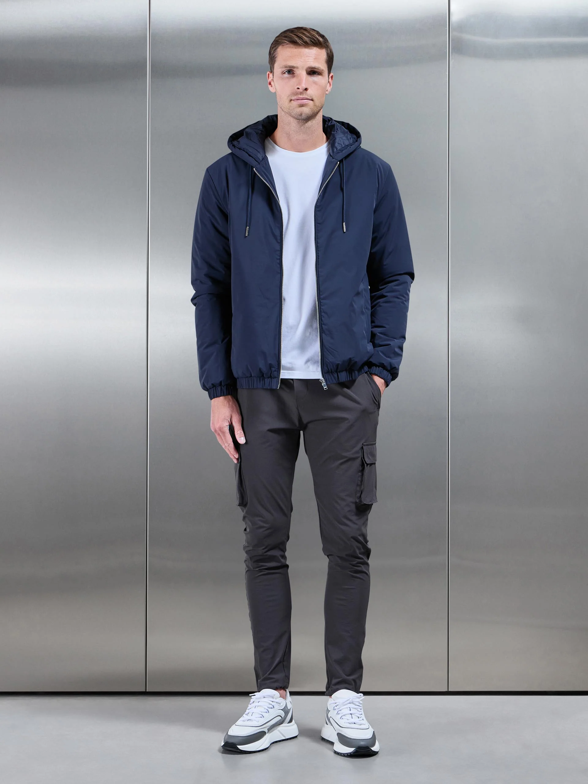 Shell Padded Windbreaker in Navy - Image 3