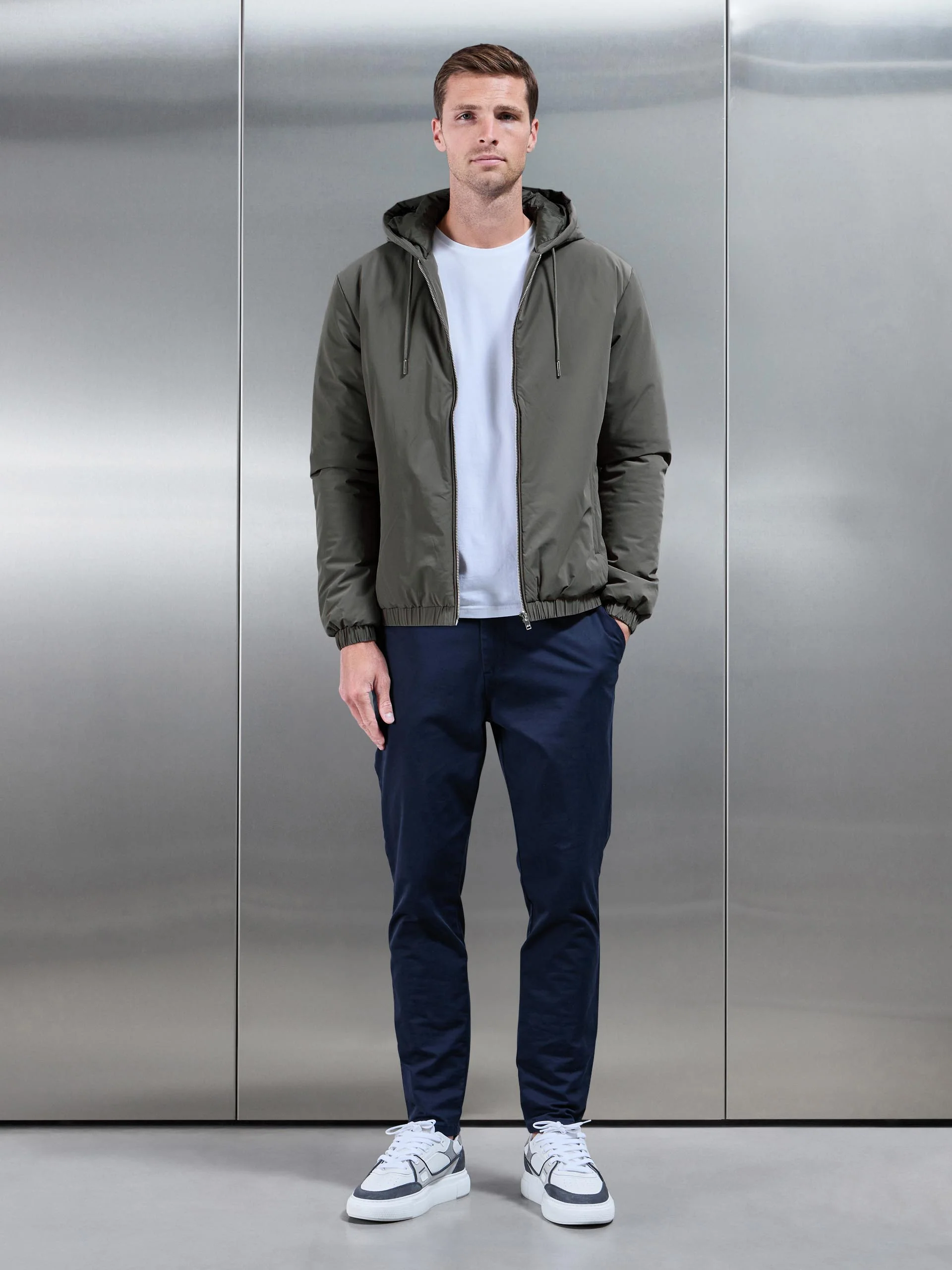 Shell Padded Windbreaker in Olive - Image 3